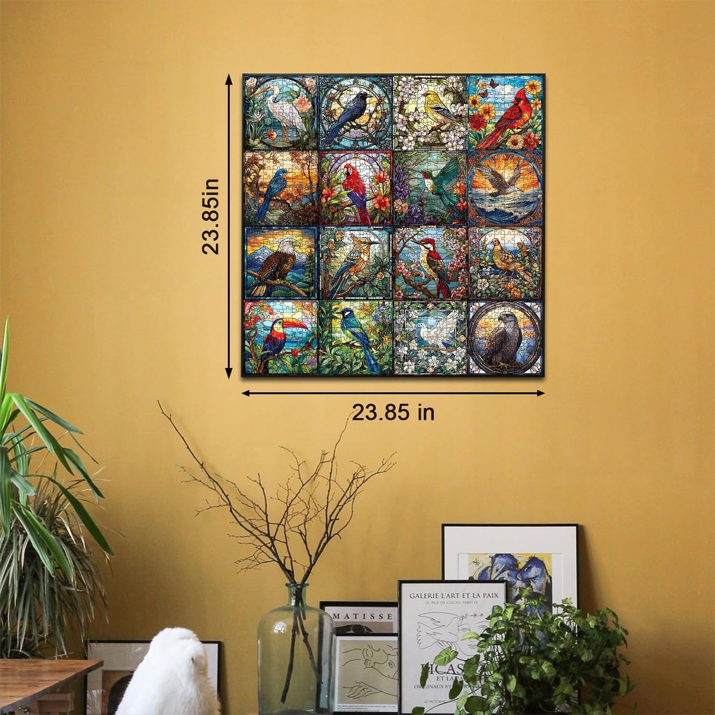 Stained Glass Puzzles For Adults 1000 Pieces, Bird Puzzles For Adults Flower With Cardinal Bird Parrot Hummingbird, Impossible Hard Challenging Jigsaw Puzzles For Adults