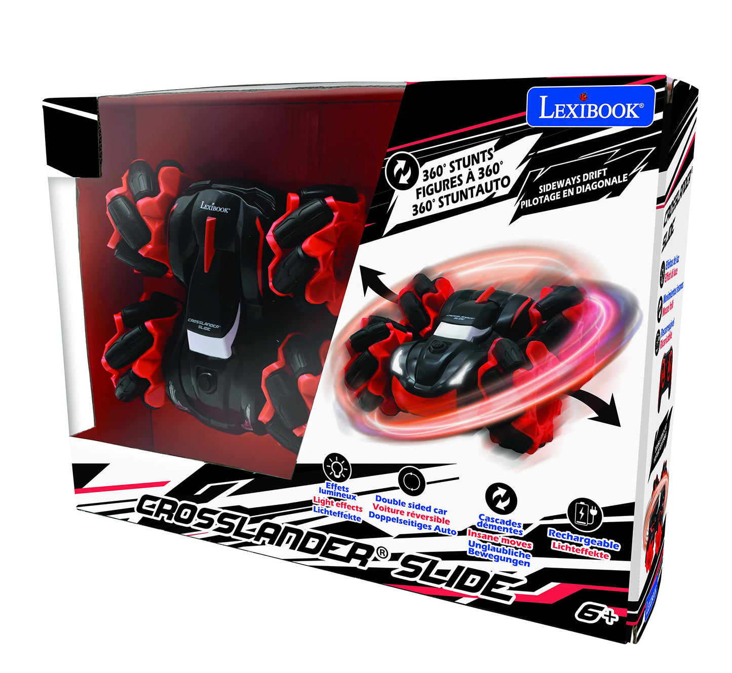 Lexibook, Crosslander® Slide, Remote Control Car, Up To 12Km/H, 4 Wheel Drive, Reversible, Crazy 360° Stunts, Light Effects, Rechargeable, Rc58