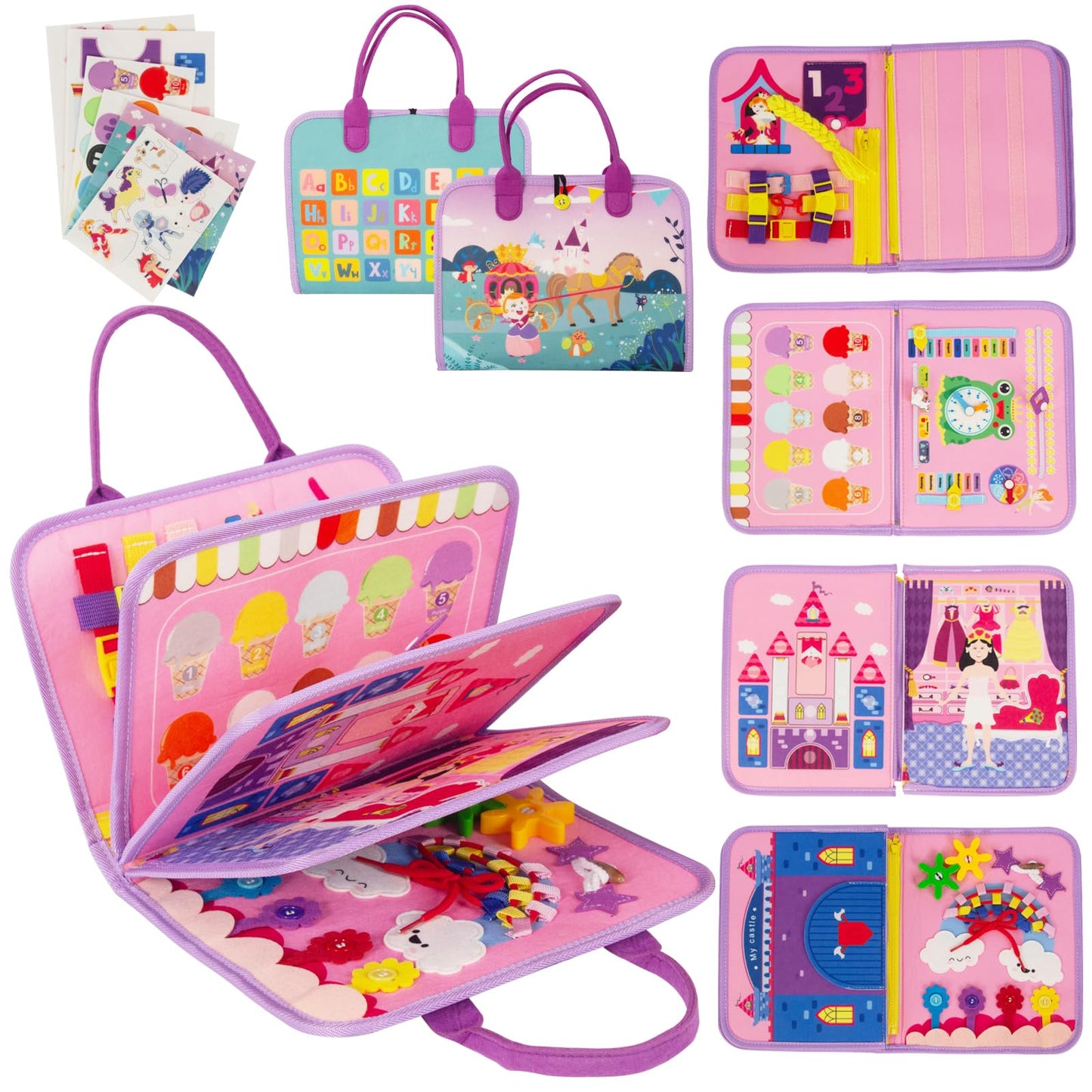 WOODENFUN Busy Board Montessori Toys for Boy Girl Birthday Gifts, Busy Book Learning Sensory Easter Toys for Toddlers, Toddler T