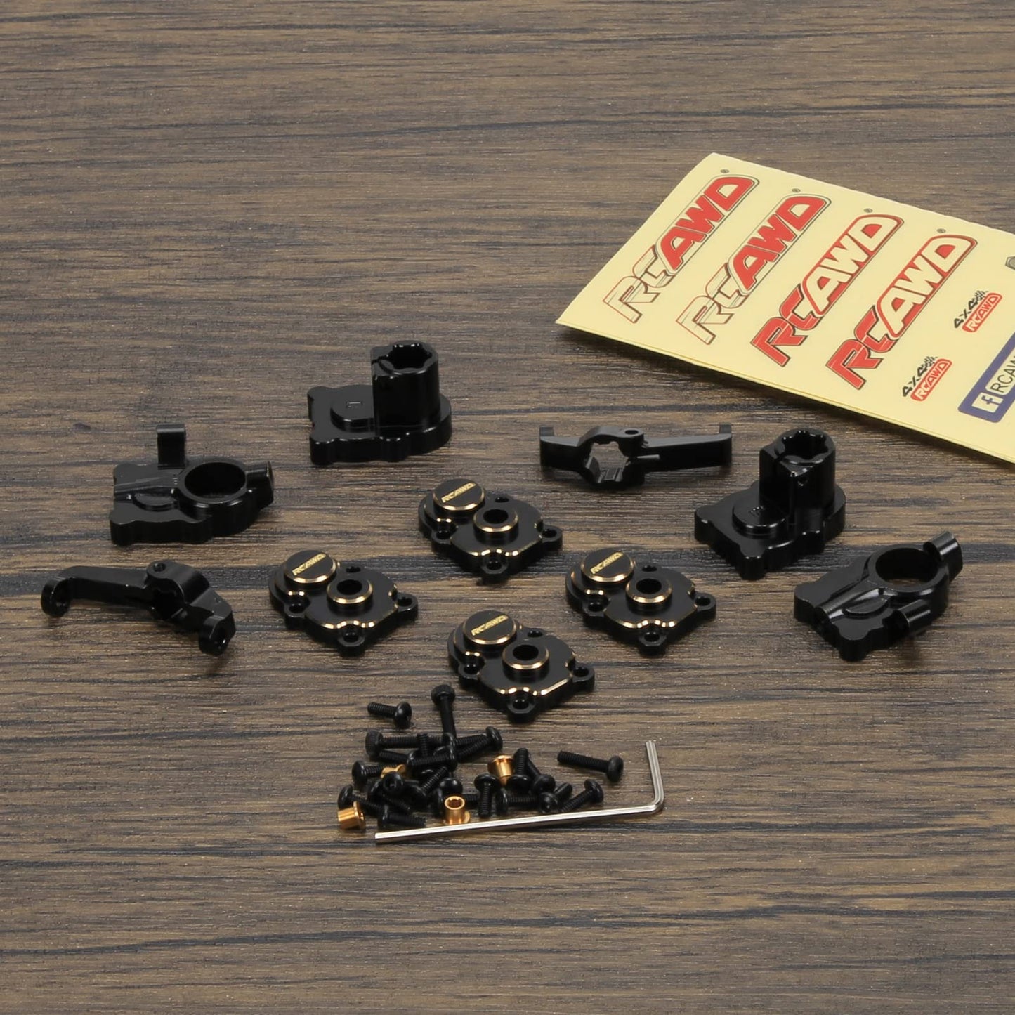 RCAWD for FMS FCX24 1/24 Weighted Upgrades Full Brass Portal Housing Front Rear & C Hub Carrier Parts Total 79g Black