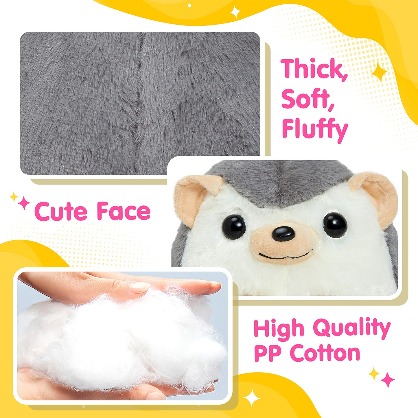 Bstaofy 10'' Light Up Hedgehog Stuffed Animal Glow Soft Plush Toy Led Nightlight Bedtime Gift For Toddlers Kids On Birthday Christmas