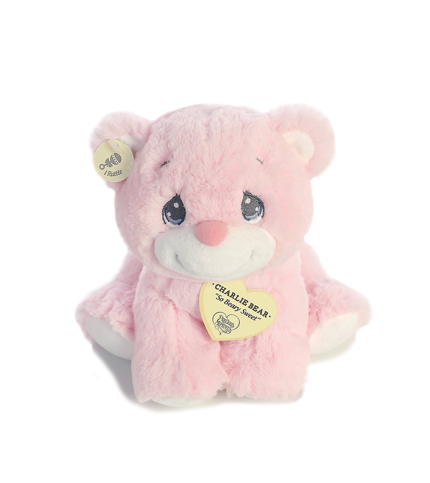 Aurora® Inspirational Precious Moments™ Charlie Bear Stuffed Animal - Cherished Memories - Enduring Comfort - Pink 8.5 Inches