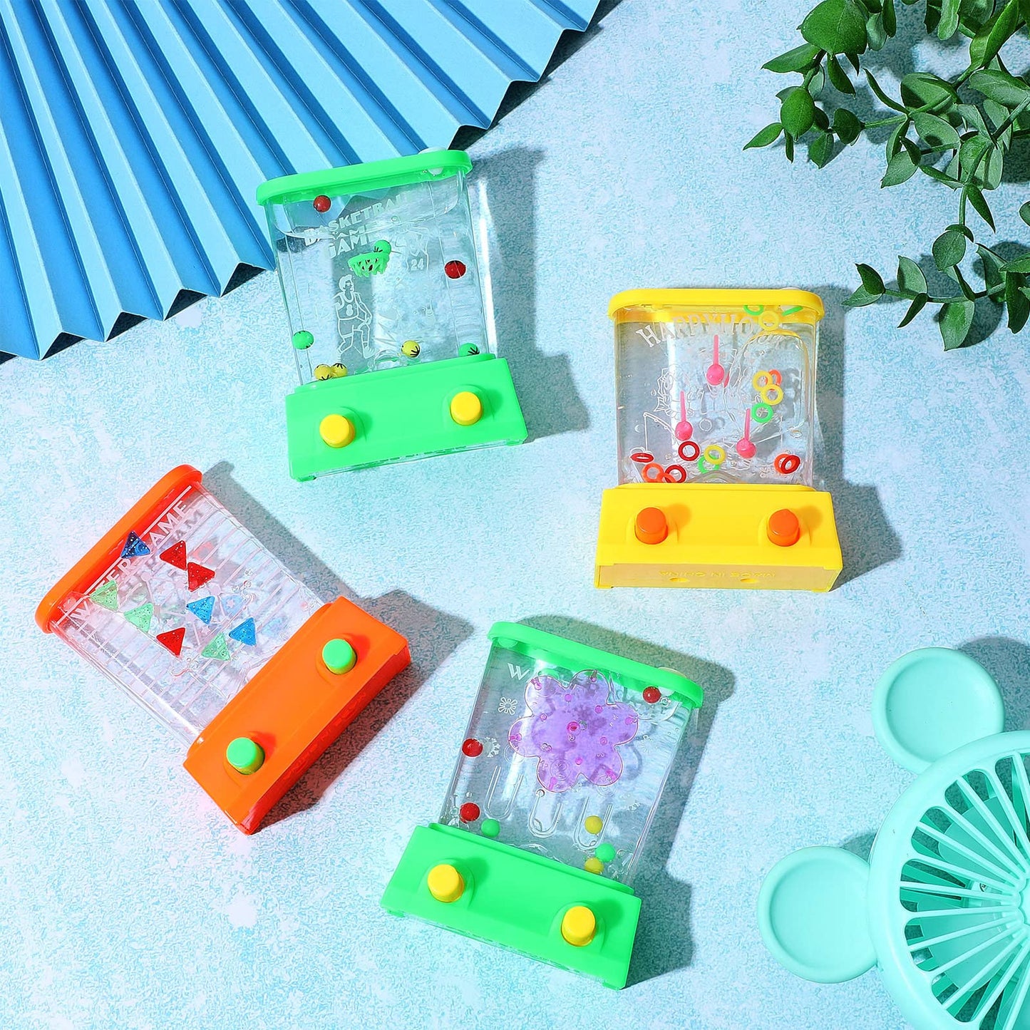 Sumind 6 Pieces Handheld Water Game Miniature Aqua With Fish Basketball Ring Toss Handheld Toys New Year Fun Gifts Travel Games For Kids & Adults(Chic Style)