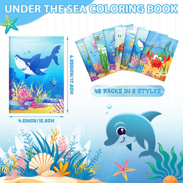 Fulmoon 48 Pcs Mini Summer Coloring Books Bulk for Kids Cute Ocean Animals DIY Art Drawing Books Bulk Kids Summer Birthday Party