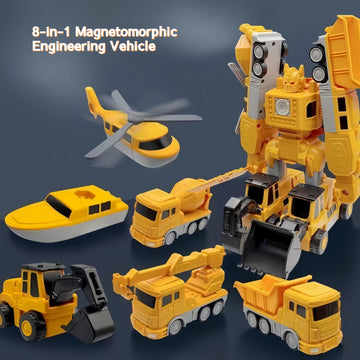 Kkpot Magnetic Transform Engineering Car Assembled Toys With Storage Box, Magnetic Cars And Trucks For Kids, Magnetic Blocks For
