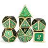 Metal Dice Set D&D, DNDND 7 Die Green DND Dice with Metal Case for Dungeons and Dragons Role Playing Game and Tabletop Games (Go