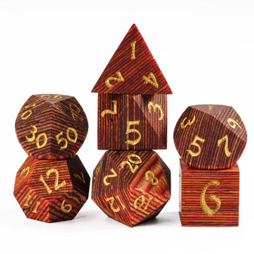 Hddais Dnd Dice Set, 7Pcs D&D Dice Set With Iron Box, Wood Polyhedral Dice Set For Dungeons And Dragons Role Playing Games(Red B