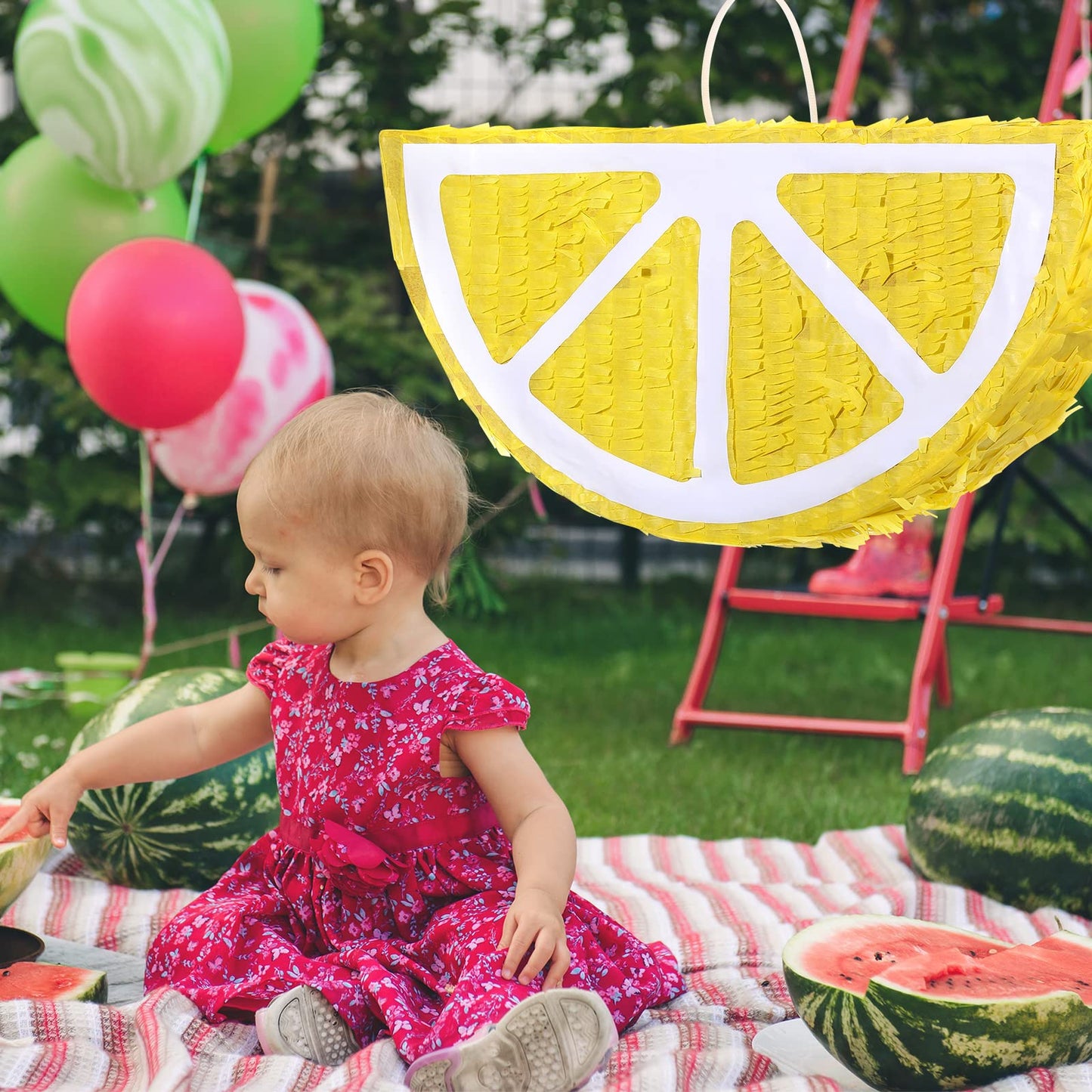 Fruit Pinata Summer Theme Pinata Includes Stick Blindfold Confetti Fruit Birthday Pinata Summer Fruit Pinata Fruit Theme Party Supplies For Birthday Party Carnival Summer Beach Decor (Lemon)