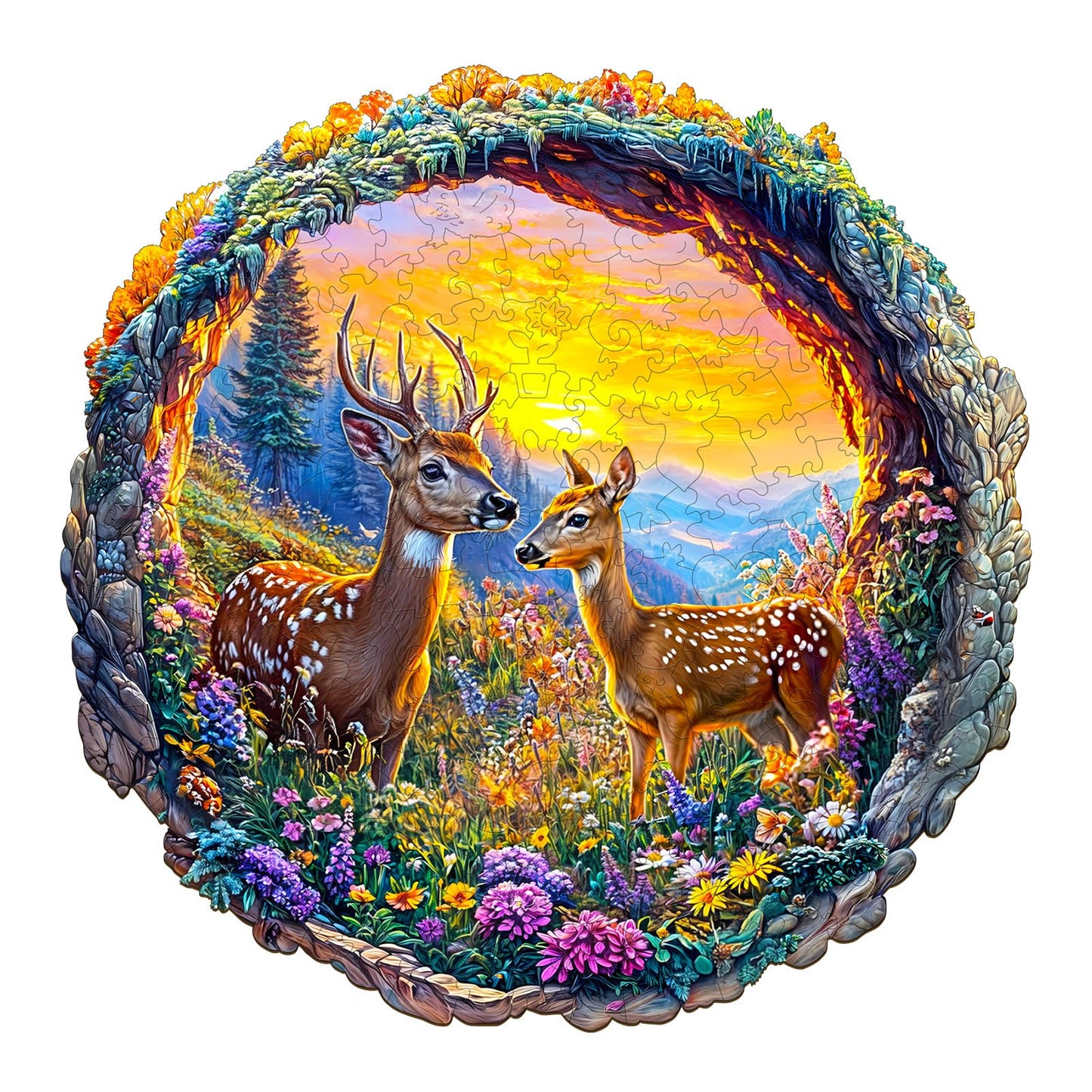 Wooden Puzzles for Adults - 3D Vision Deer Wooden Jigsaw Puzzle - Unique Animal Shaped Wood Puzzles Adult - Creative Birthday Gi