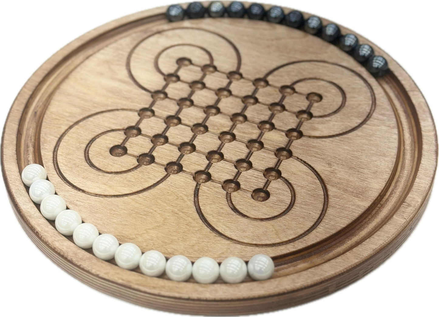 Surakarta Board Game - 9.5'' Roundabouts - Congkak - Sungka - Ayoayo - Adi -Traditional Marbles Games - Infinity Checkers - Made