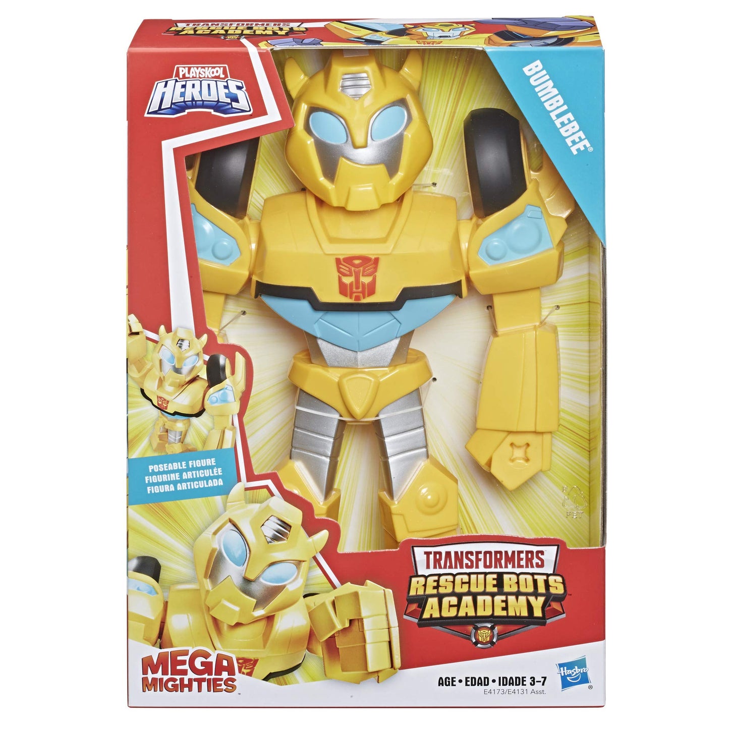 Playskool Heroes Transformers Rescue Bots Academy Mega Mighties Bumblebee Collectible 10' Robot Action Figure, Toys For Kids Ages 3 & Up