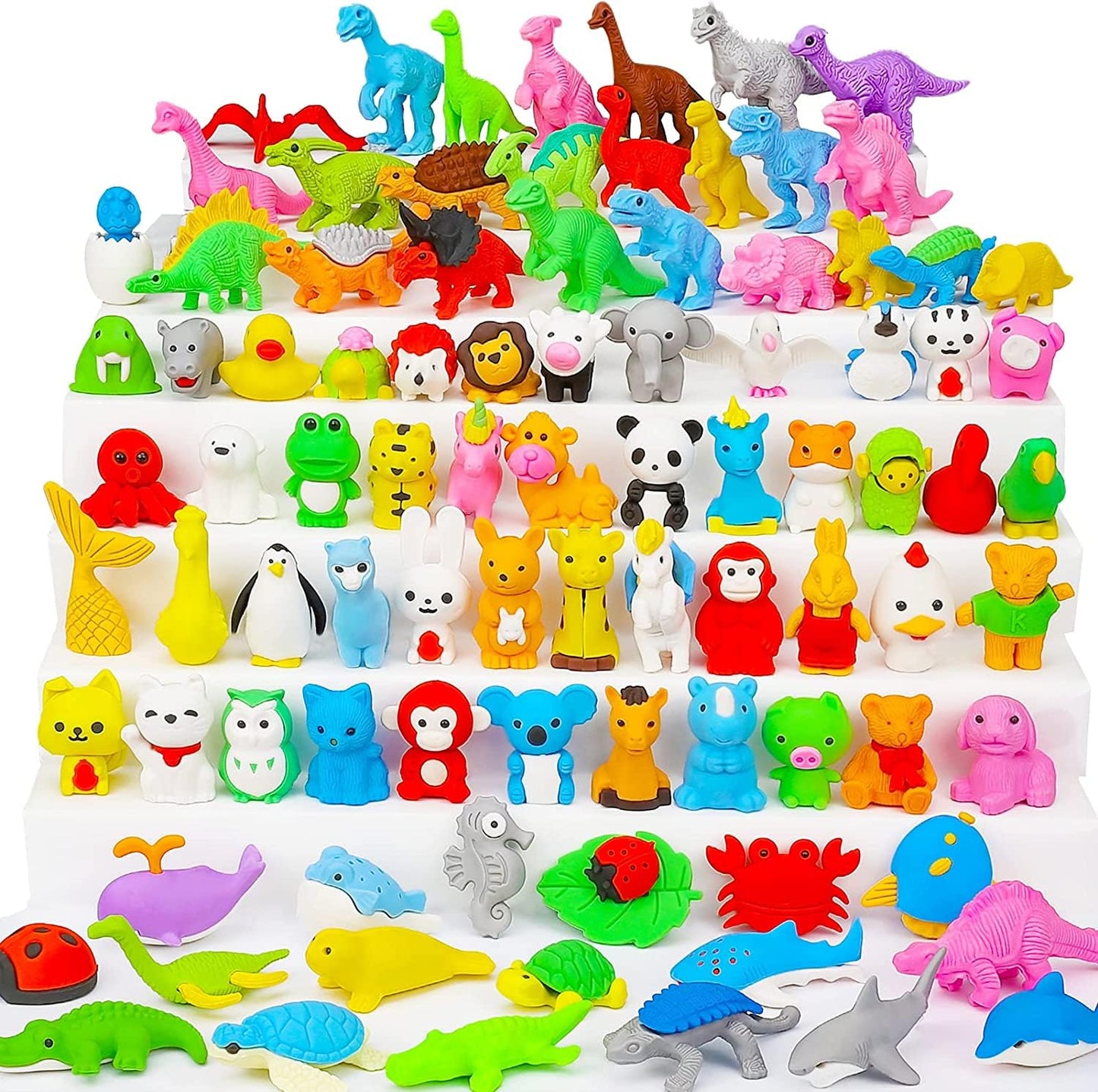 Urskytous 90Pcs Animal Erasers Desk Pets For Kids Puzzle Erasers For Classroom Rewards Prizes Take Apart Bulk Pencil Erasers Des