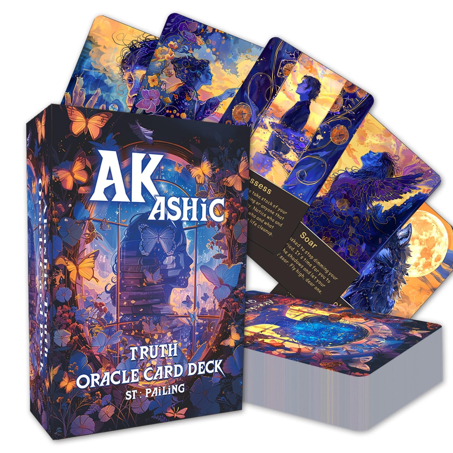 Akashic Oracle Cards Oracle Cards and tarot cards for Beginners Energy Healing Oracle Cards 75 Oracle Cards to Reveal Souls Truth Clear Karmic Influences.-New