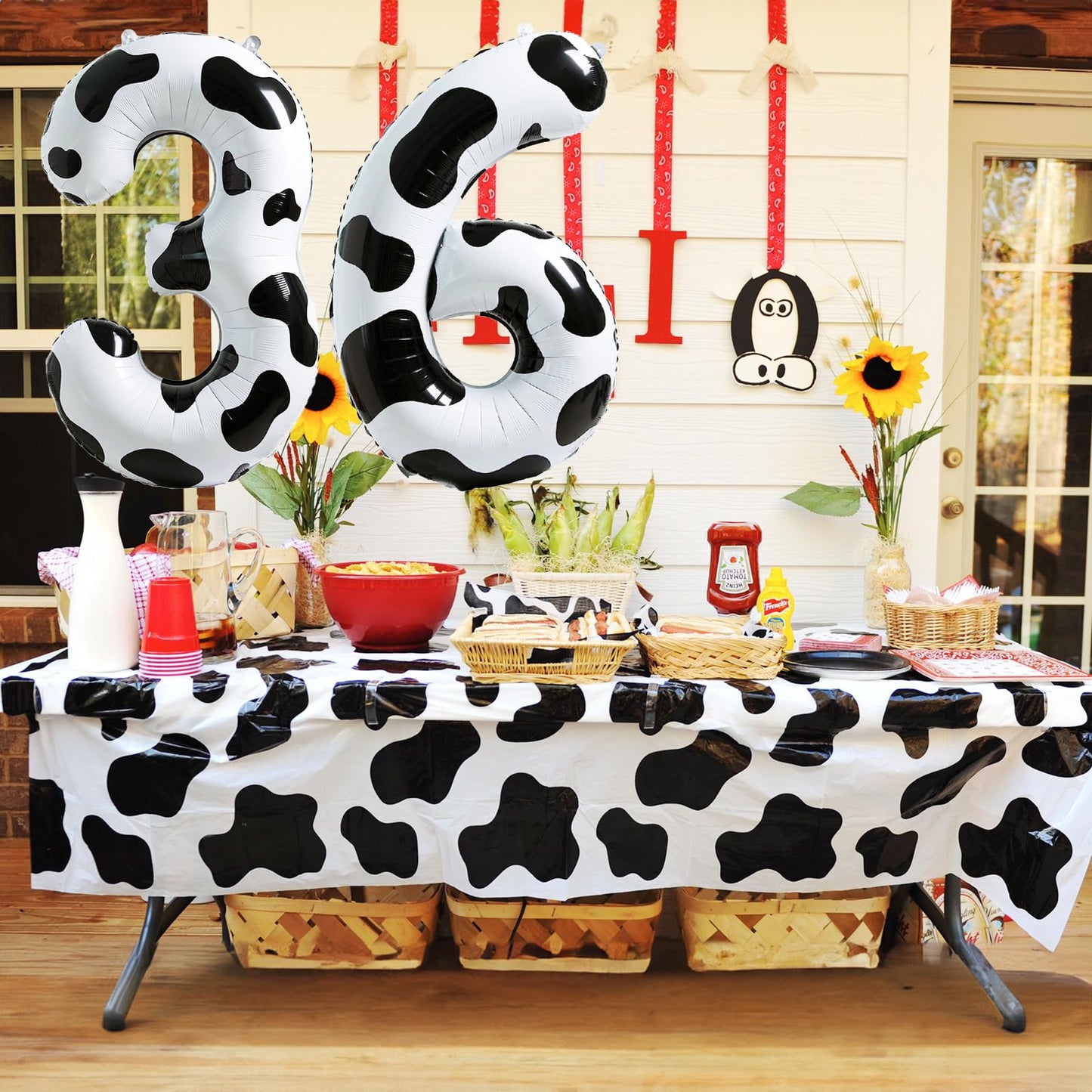 Giant Number Balloons 6, Cow Print Number 6 Balloons For Boys, 40 Inch Foil Helium Number Balloon For Girls 6Th Birtyday Party D