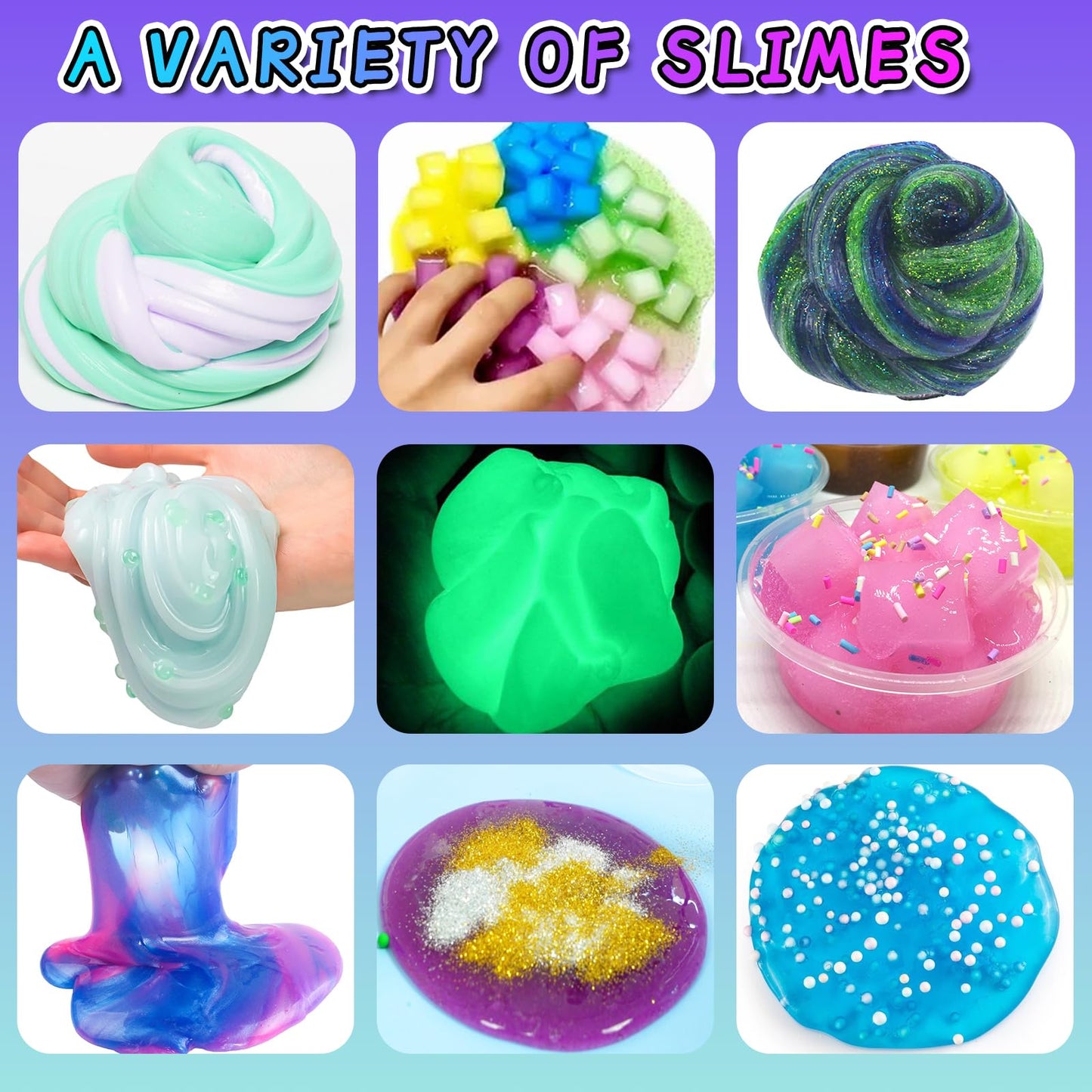 Eunhdet Galaxy Slime Kit for Girls Boys Ages 8-12 DIY Glow in The Dark Slime Making kit for Kids 8-10 Glitter & Galactic Theme Stress Relief Toy Fun Birthday Party Easter Christmas Gifts