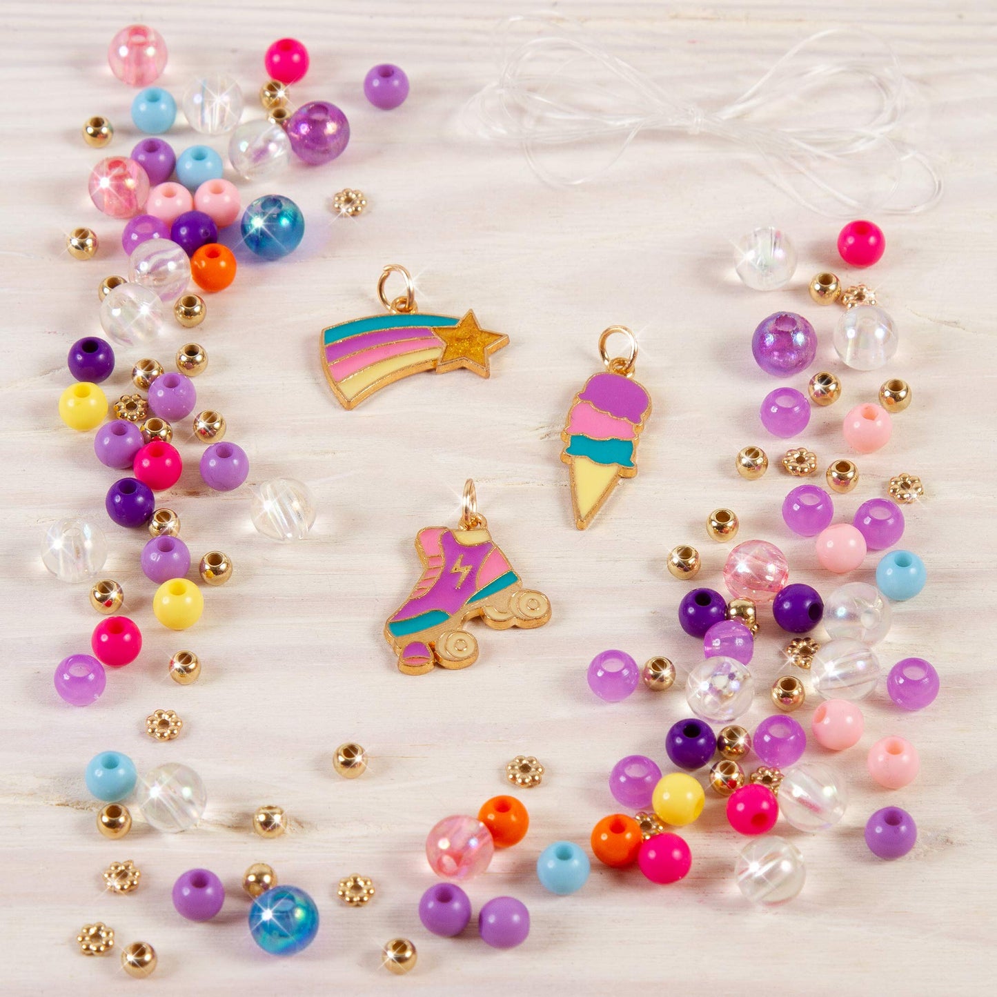 Make It Real: Rainbow Dream Jewelry Kit - Create 3 Unique Charm Bracelets & A Ring, 123 Pieces, Includes Play Tray, All-In-One, Diy Colorful Bead Jewelry Kit, Tweens & Girls, Arts & Crafts, Ages 8+