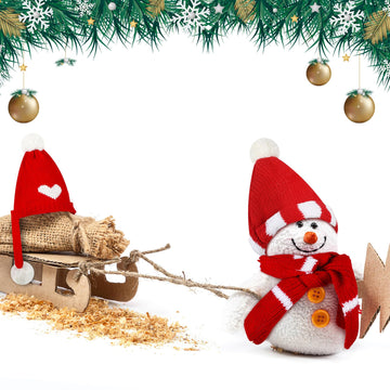 4 Pack Doll Clothes Christmas Mini Snowman Hats Scarf, Santa Knit Hat Christmas Tree Scarf For Doll Elf Santa Mini Snowman (Cute