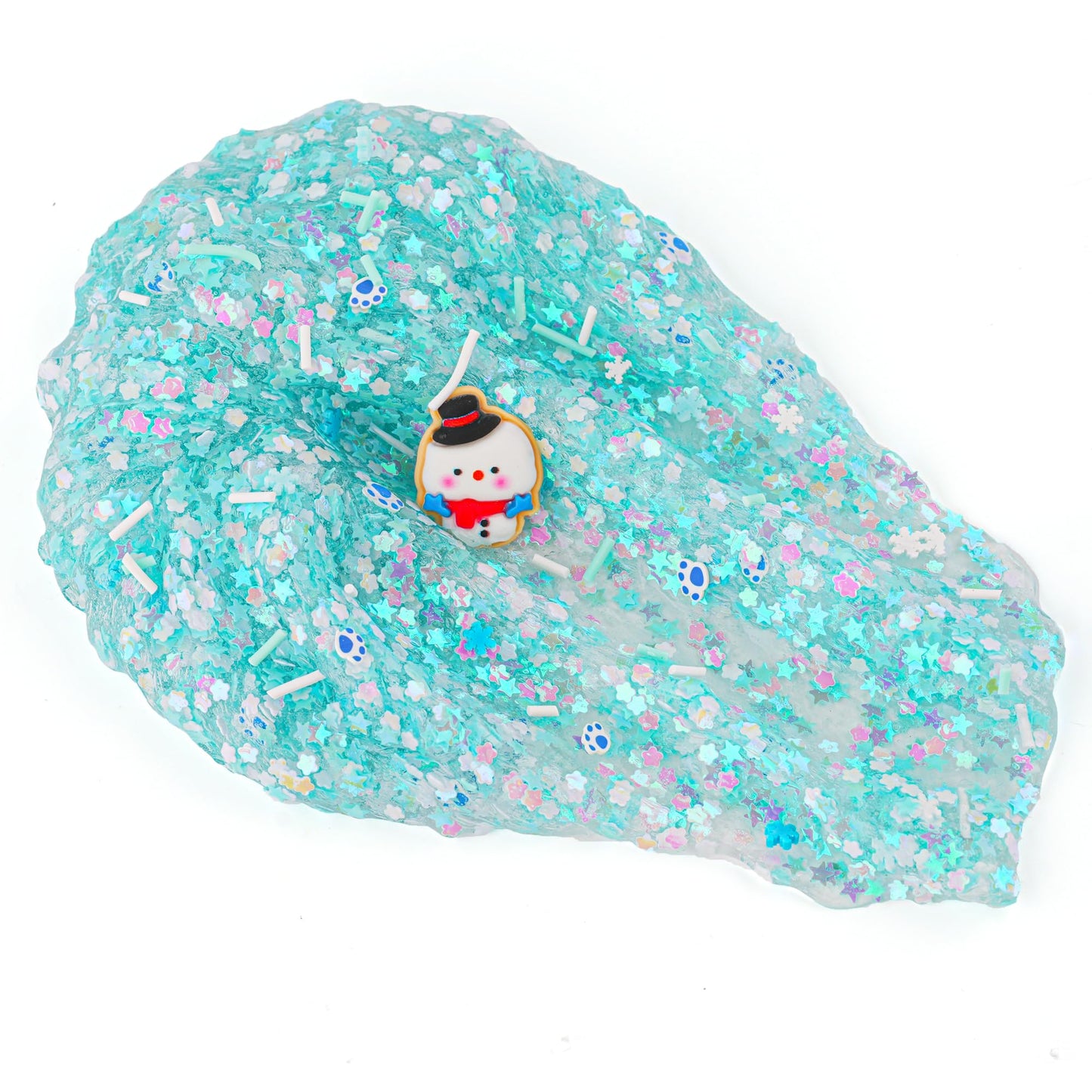 Snowman Glitter Blue & White Sequins Slime - Good Stretchy Crunchy Sensory Toy, Party Favors for Kids, Girls & Boys Gifts for Bi