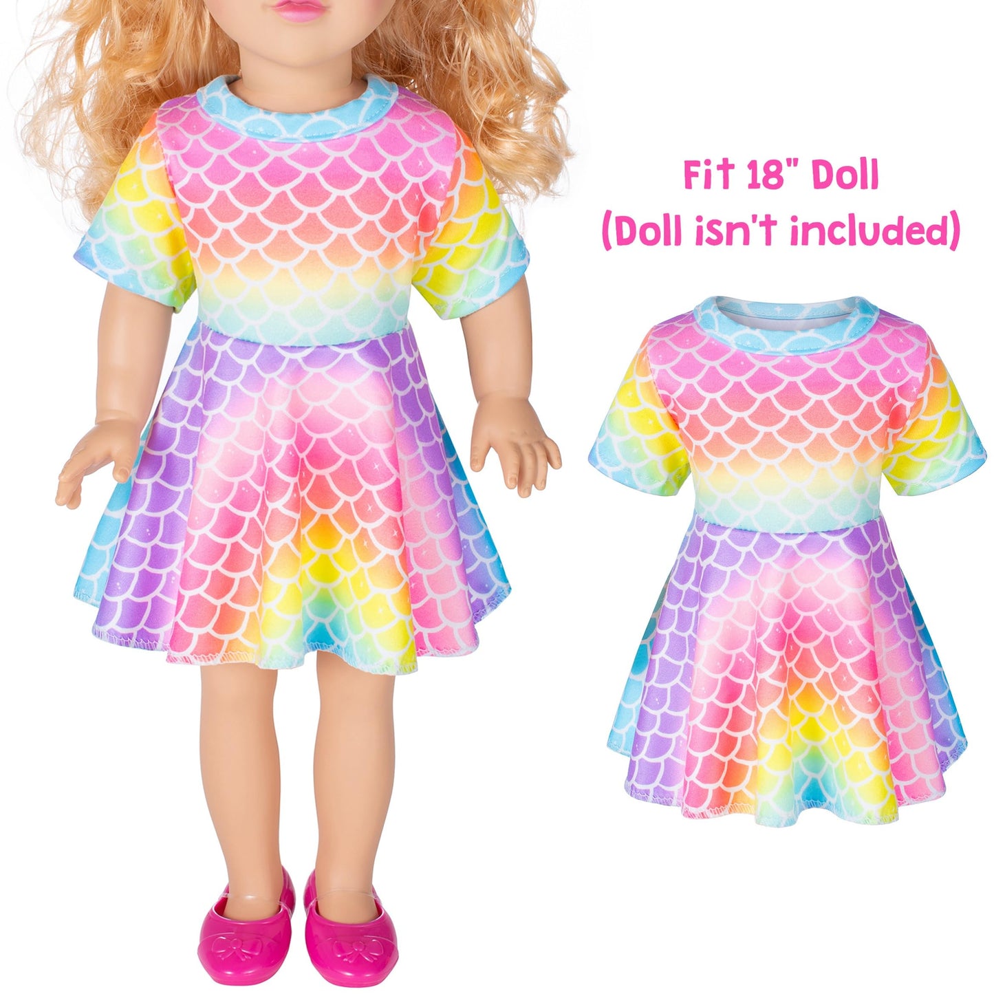 Heone Doll and Girl Matching Nightdress Mermaid Dress Nightgowns Costume for Girl and 18'''' American Girl Doll Clothes(2-130),