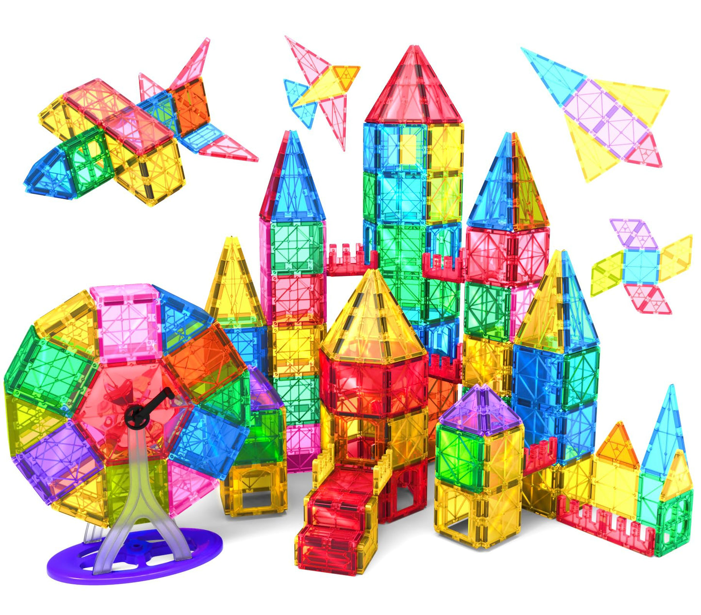 Jasonwell Magnetic Tiles Kids Magnetic Blocks Building Sets 3D Magnet Tile Building Blocks Magna Construction Educational Stem Toys Gifts For Toddlers Boys Girls 3 4 5 6 7 8 9 10 + Year Old