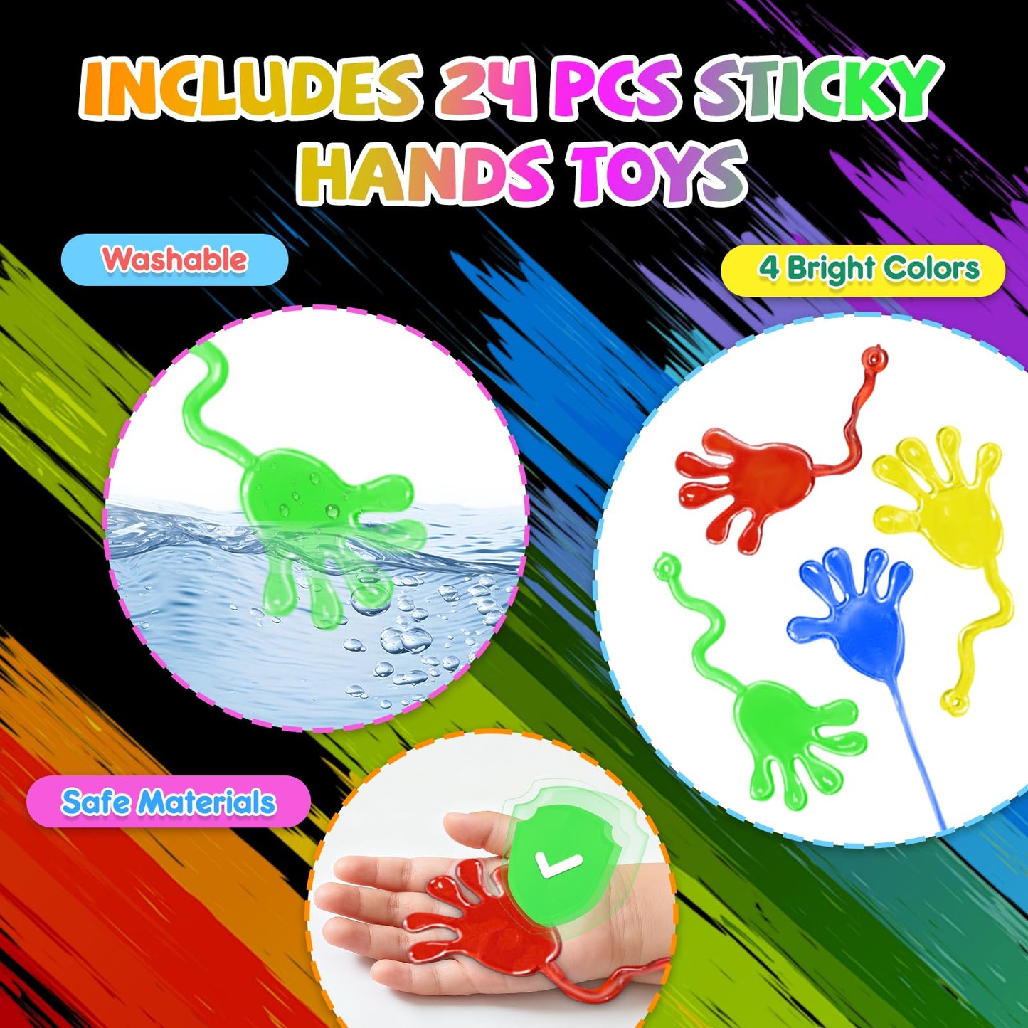 JMMICO 24 Pack Scratch Art Notebook+Sticky Hands+Stickers,Scratch Art Christmas Party Favors for Kids,Birthday Bulk Toys,Christm