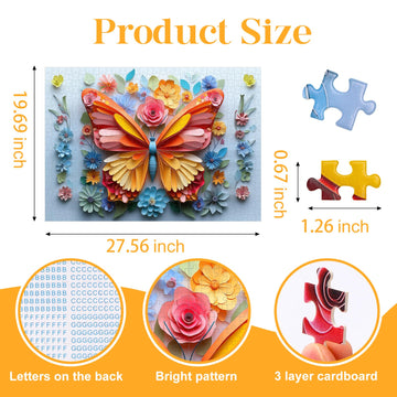 1000 Piece Puzzle for mature-themeds Butterfly Noctilucous Jigsaw Puzzles - Challenging 3D Puzzles Stunning Flower Art Wall Decor Gift for mature-themed Puzzle Lovers (27.5x19.6 Inch)