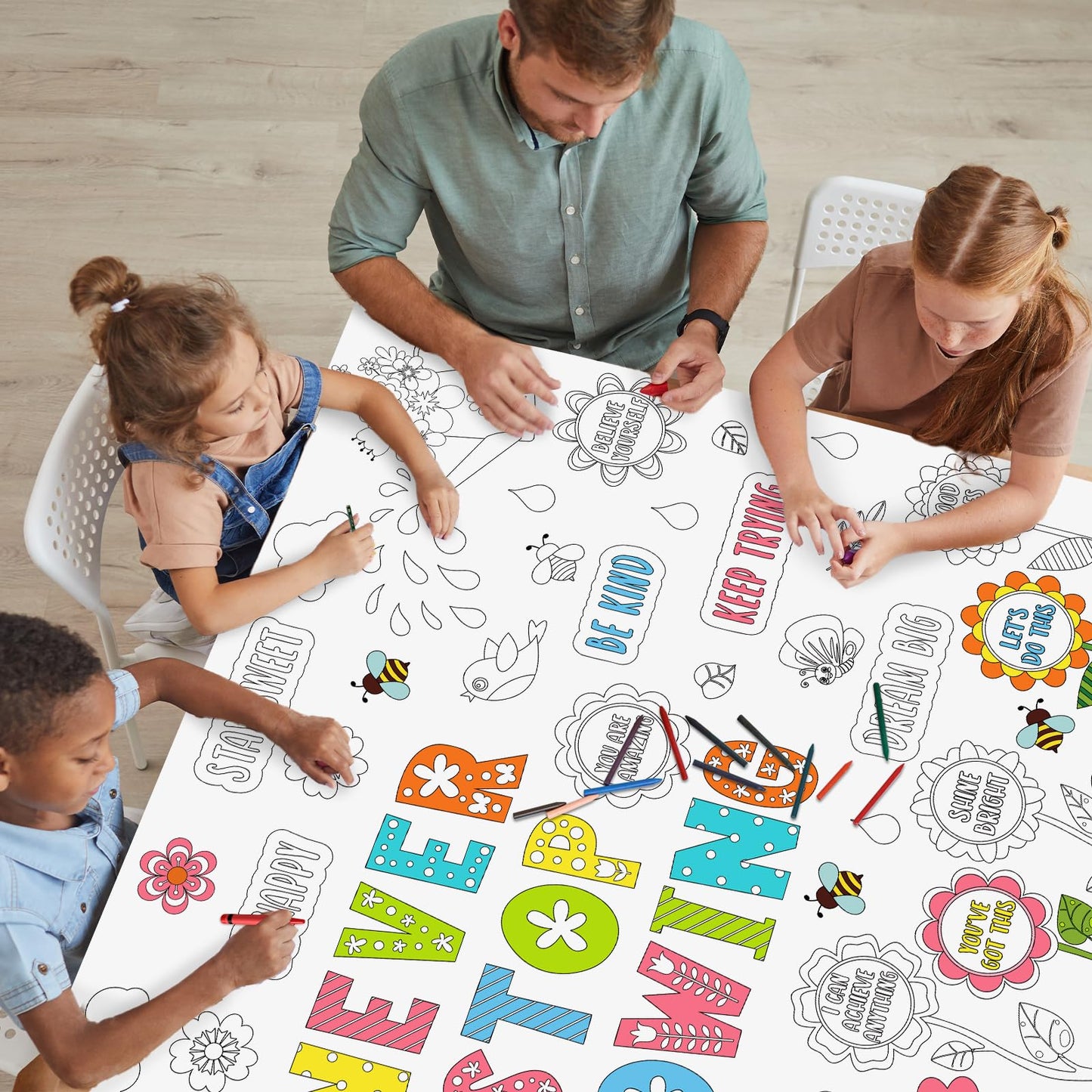 Naozinebi Never Stop Growing Coloring Poster For Kids Giant Coloring Poster Large Positive Affirmation Coloring Tablecloth Jumbo