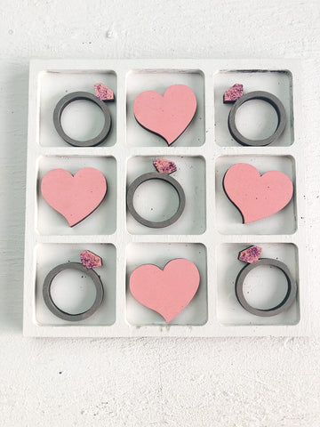 Wedding Themed Tic Tac Toe Board Game, 5X5 Inches Unfinished Wood Diy Painting Craft Kit For Kids With Wooden Avtrboutique Valen