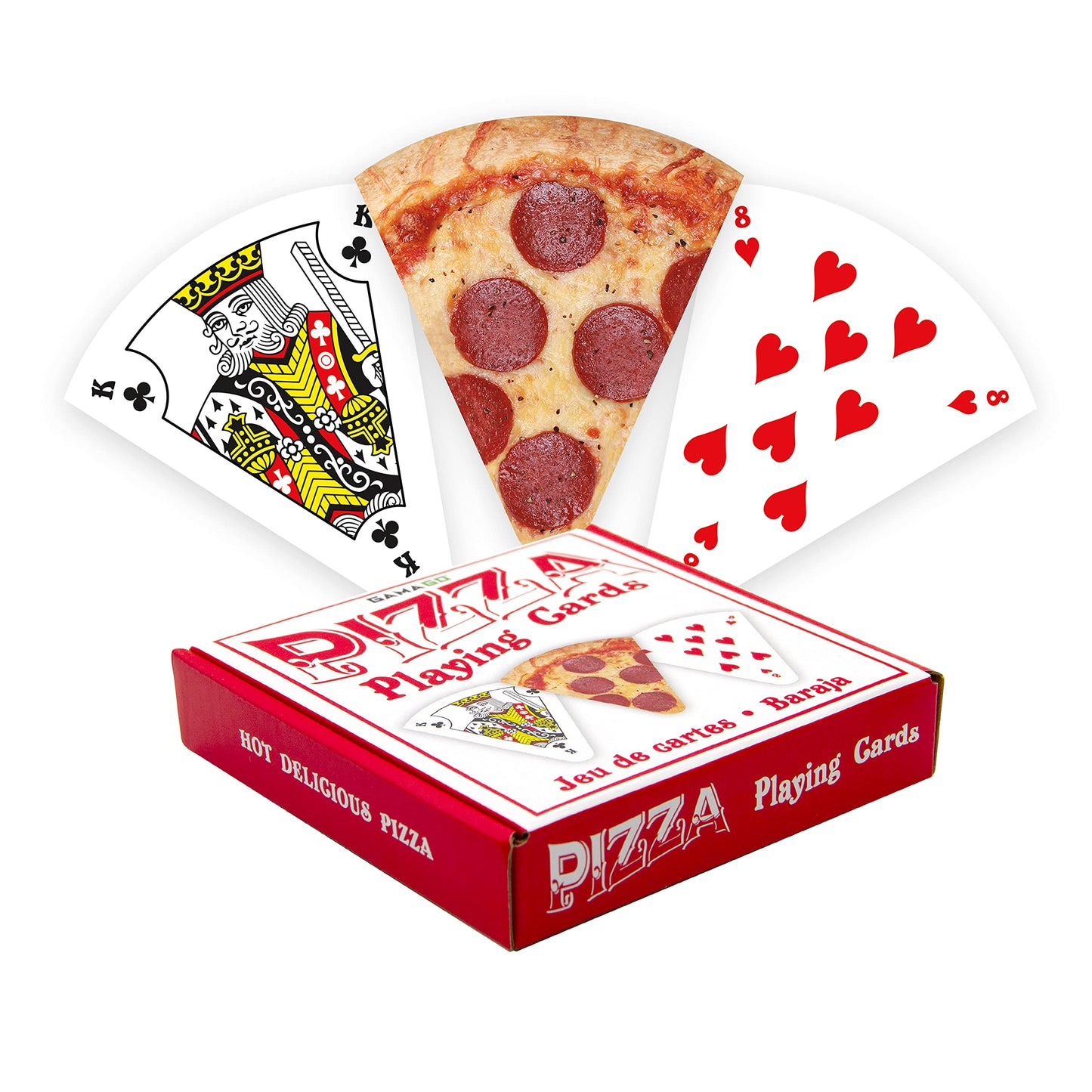 Gamago Pizza Playing Cards - Pizza Shaped Deck Of Cards To Play Your Favorite Card Games