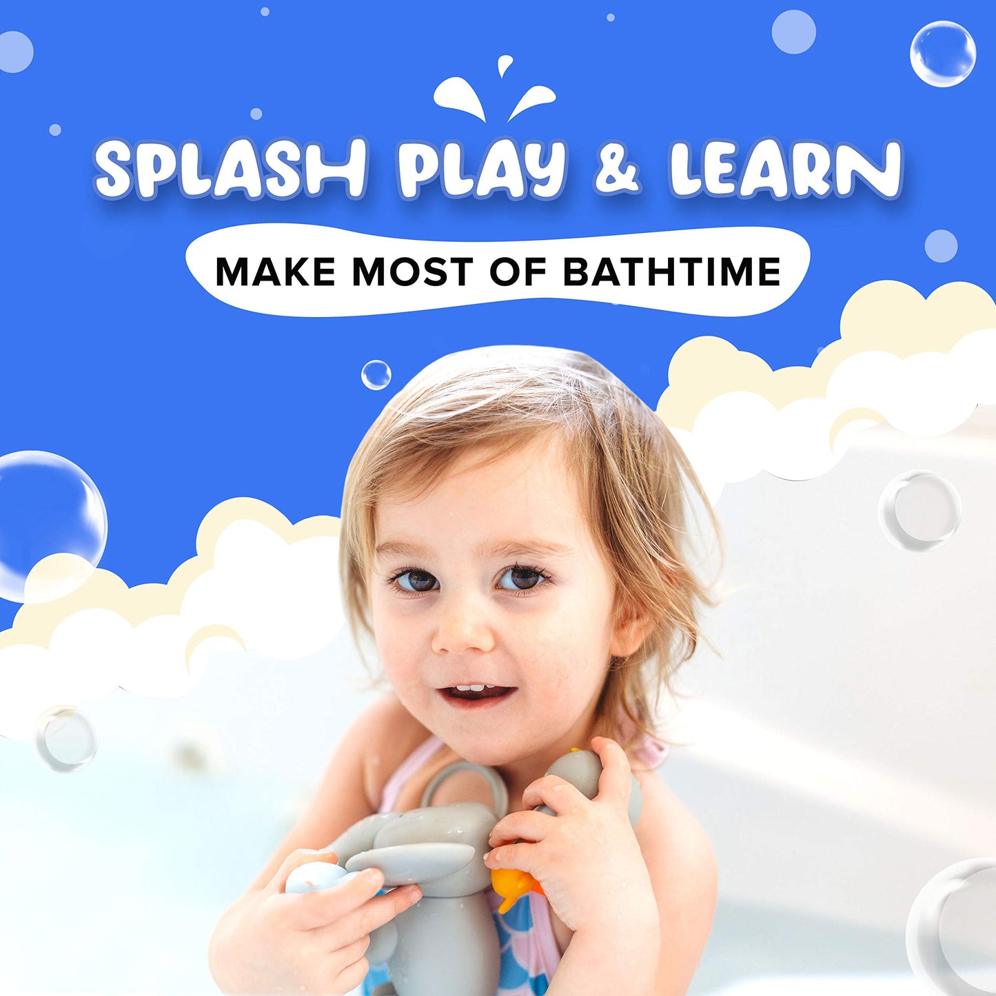 Splashez Mold Free Bath Toys For Kids & Toddlers, Sealed No Hole Baby Bath Toys, Soft Durable Animals Set, Float On Water, No Mold Design For Shower Tub Pool, Infant Babies Ages 0-1-3-6-12-18 Mo