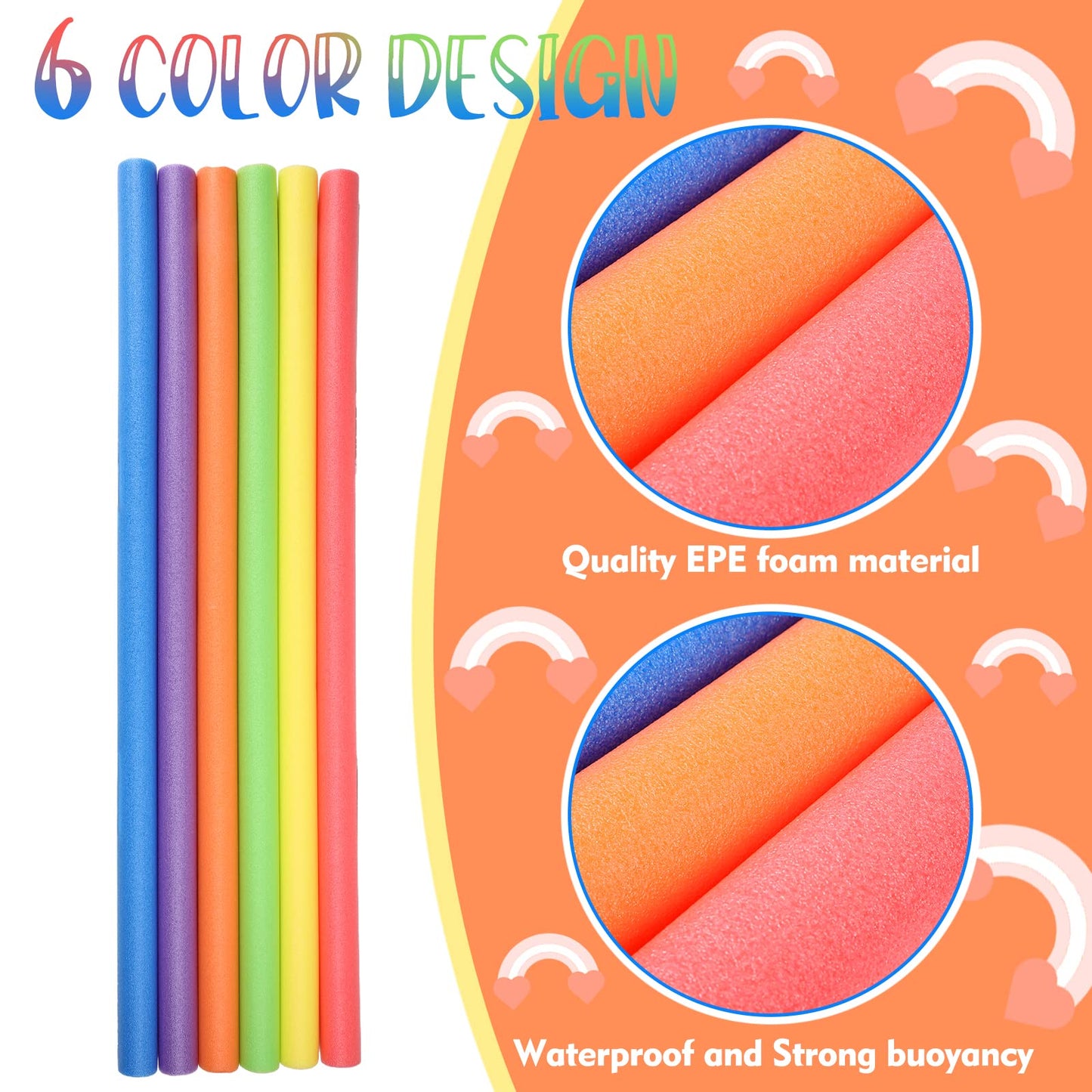 Nezyo 12 Pack Pool Noodles Foam Swim Noodles 52 Inch Jumbo Hollow Swimming Pool Noodle Bulk Bright Pool Noodles Floats Heavy Dut