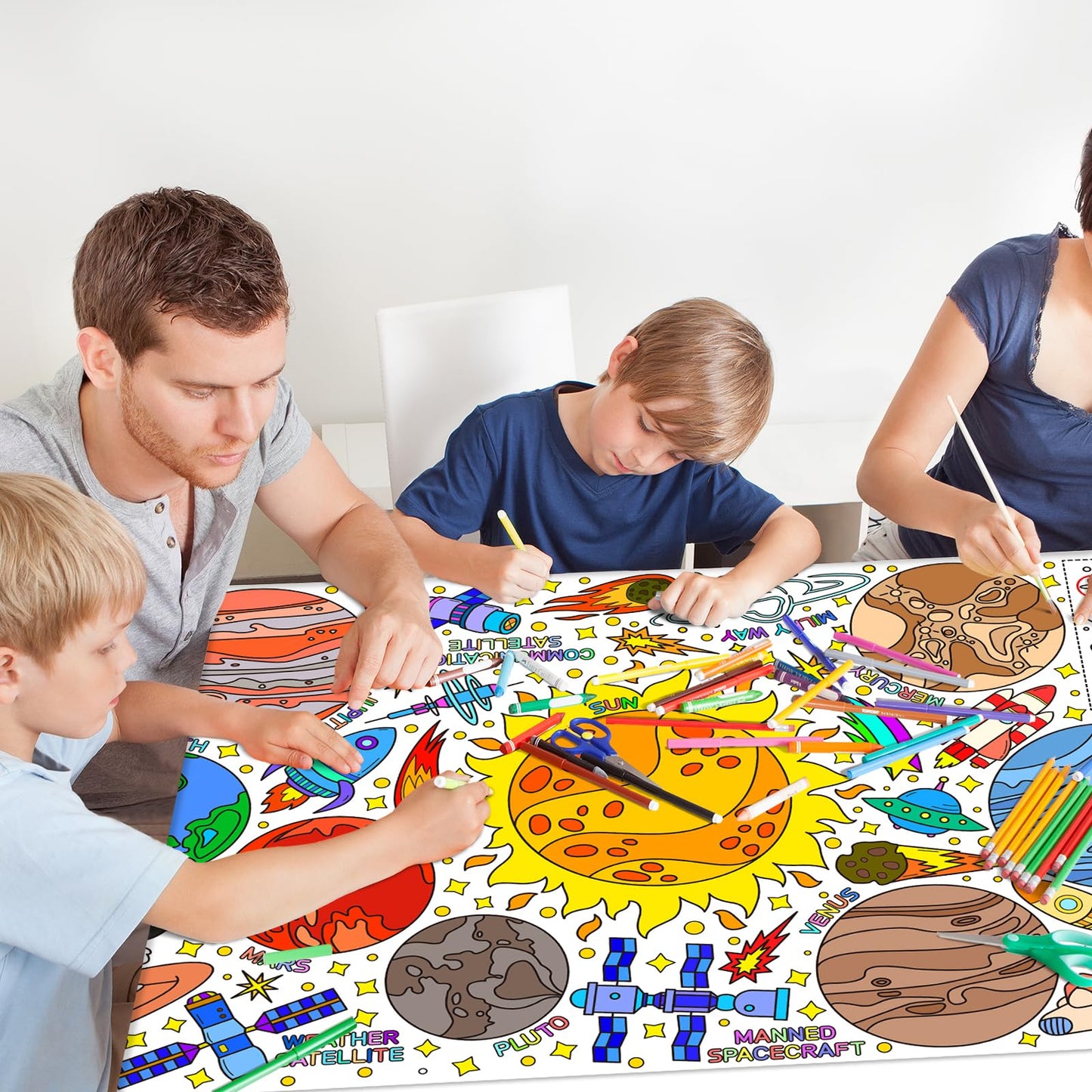 Giant Coloring Poster For Classroom Wall - Versatile 31.5 X 72 Inches Outer Space Activity Poster/Table Cover,School Parties, Ou
