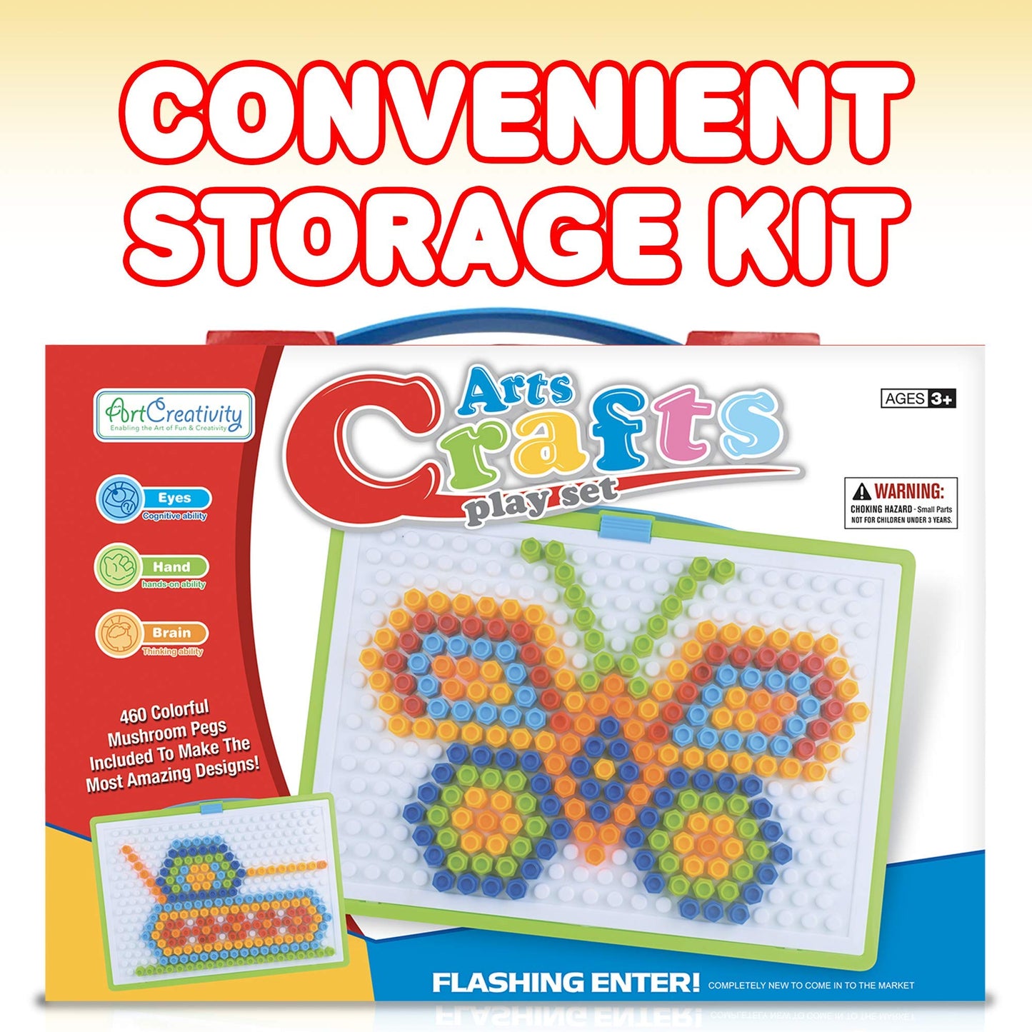 Artcreativity Mushroom Peg Puzzle For Kids With 10-Challenges - Fun Brain Teaser For Children - Arts And Crafts Creative Educati