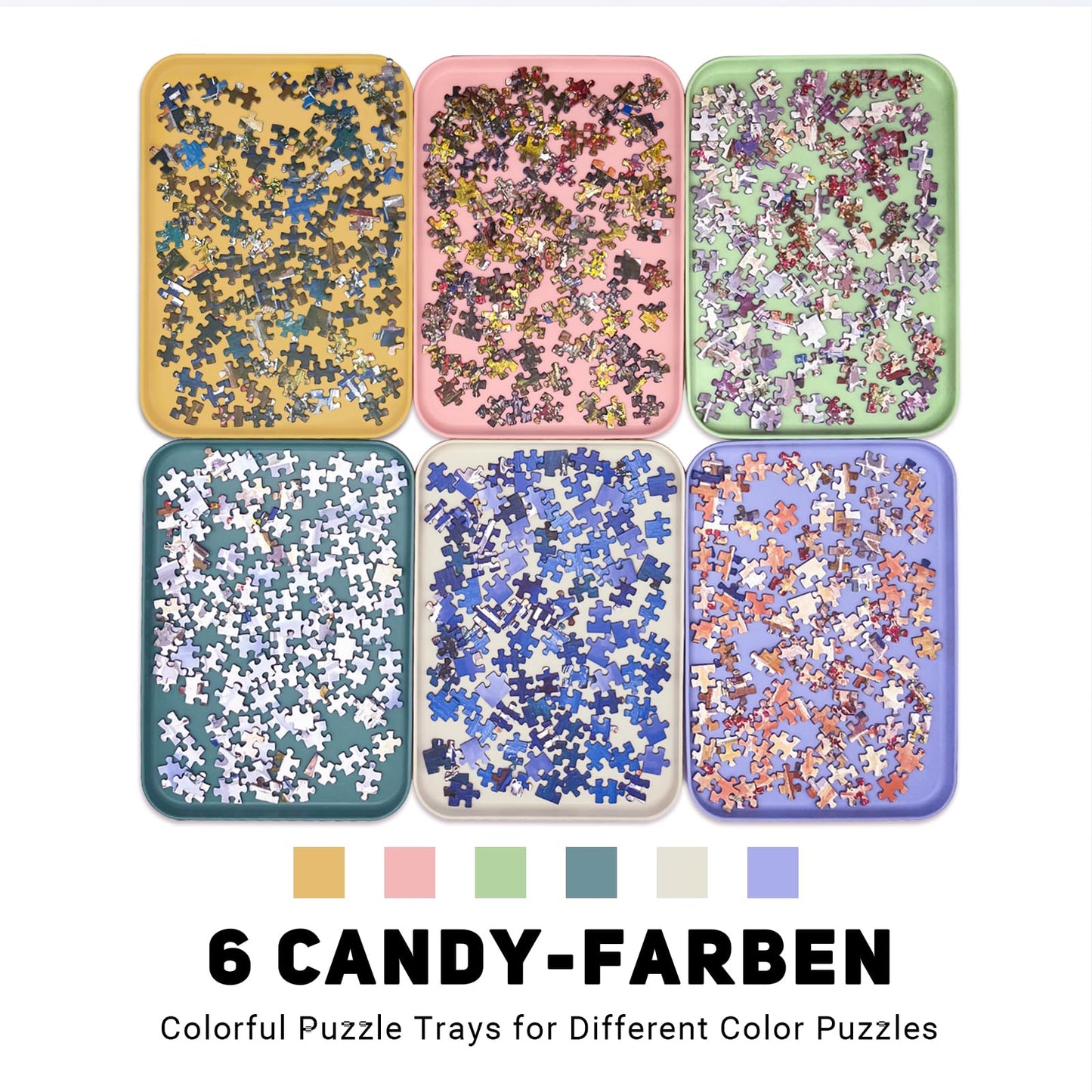 Nariolar 12'' X 8.7'' Puzzle Sorting Trays Stackable, 6 Pack Puzzle Sorter For Sorting 1000/1500/2000 Puzzle Pieces