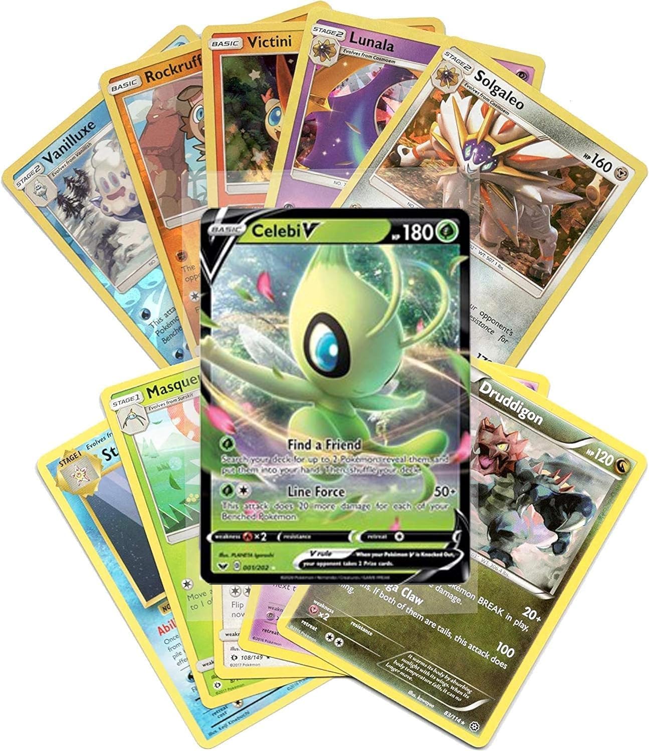 Pokemon Cards Assorted Lot - 50 Cards with Guaranteed V Cards - Perfect for Collectors and Players