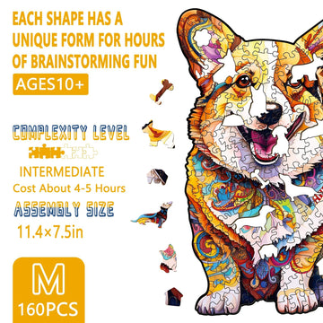 Wooden Puzzles for mature-themeds - Advanced Clever Corgi Wooden Puzzle Unique Shape Dog Puzzle Wooden Jigsaw Puzzles for mature-themeds Wood Puzzles mature-themed Corgi Gifts for Corgi Lovers 11.4 x 7.5in 160pcs