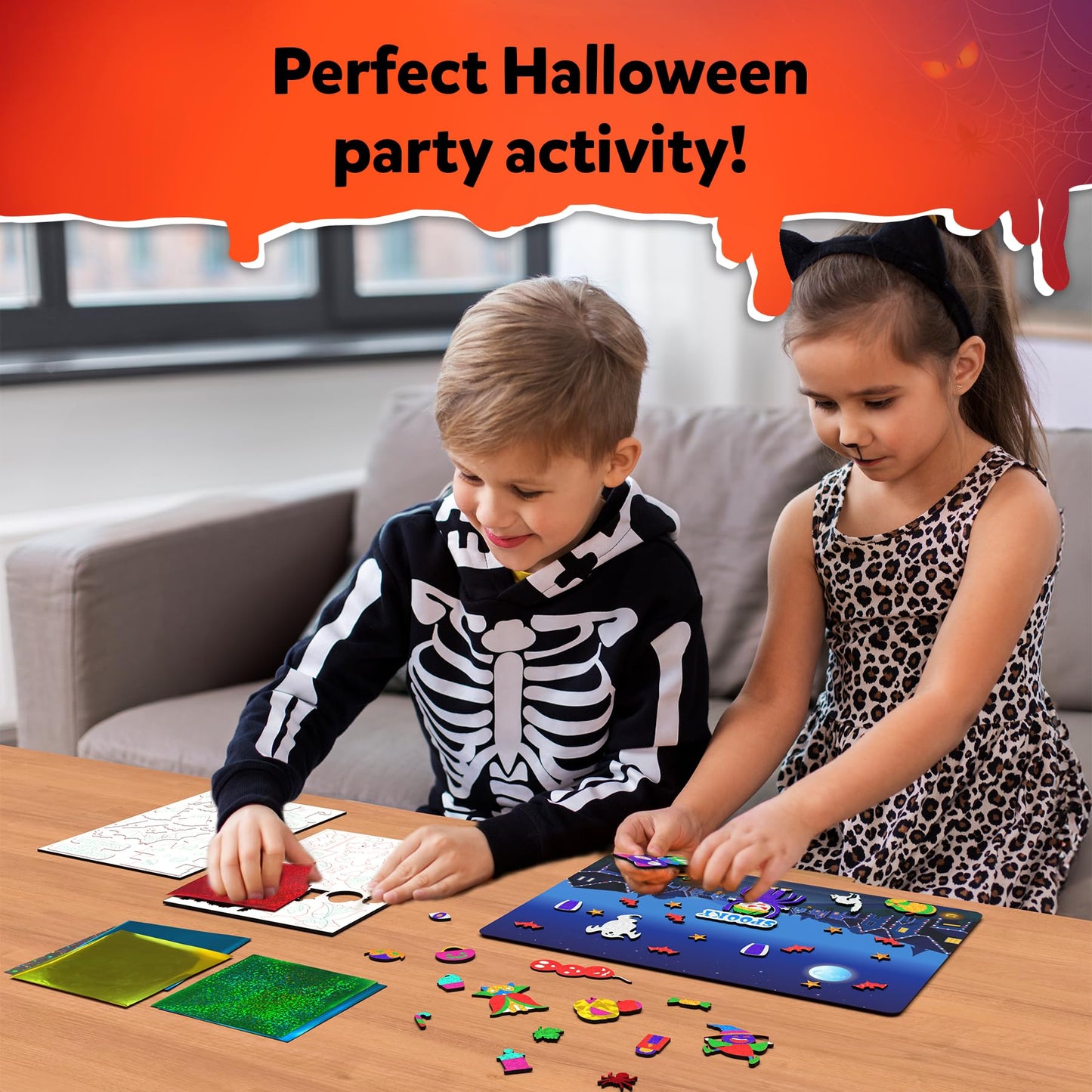 Skillmatics Foil Fun - Halloween, No Mess Art for Kids, Craft Kits, DIY Creative Party Activity, Trick or Treat, Gifts for Girls