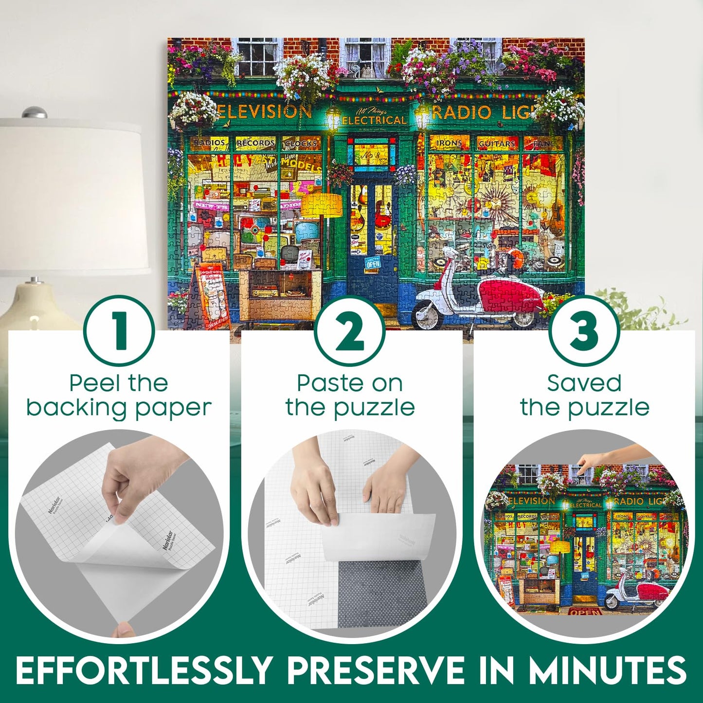 Nariolar Ultra Adhesion Puzzle Glue Sheets, 16 Puzzle Saver Sheets Preserves 2 1000 Pieces Jigsaw Puzzle, Puzzle Saver For Easy