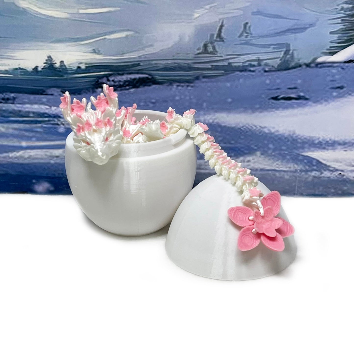 Generic 3D Printed Dragon, 12'' Pink And White Cherry Blossom Dragon , Fidget Adhd Autism Sensory Toy, Executive Desk Toy D016-Dr