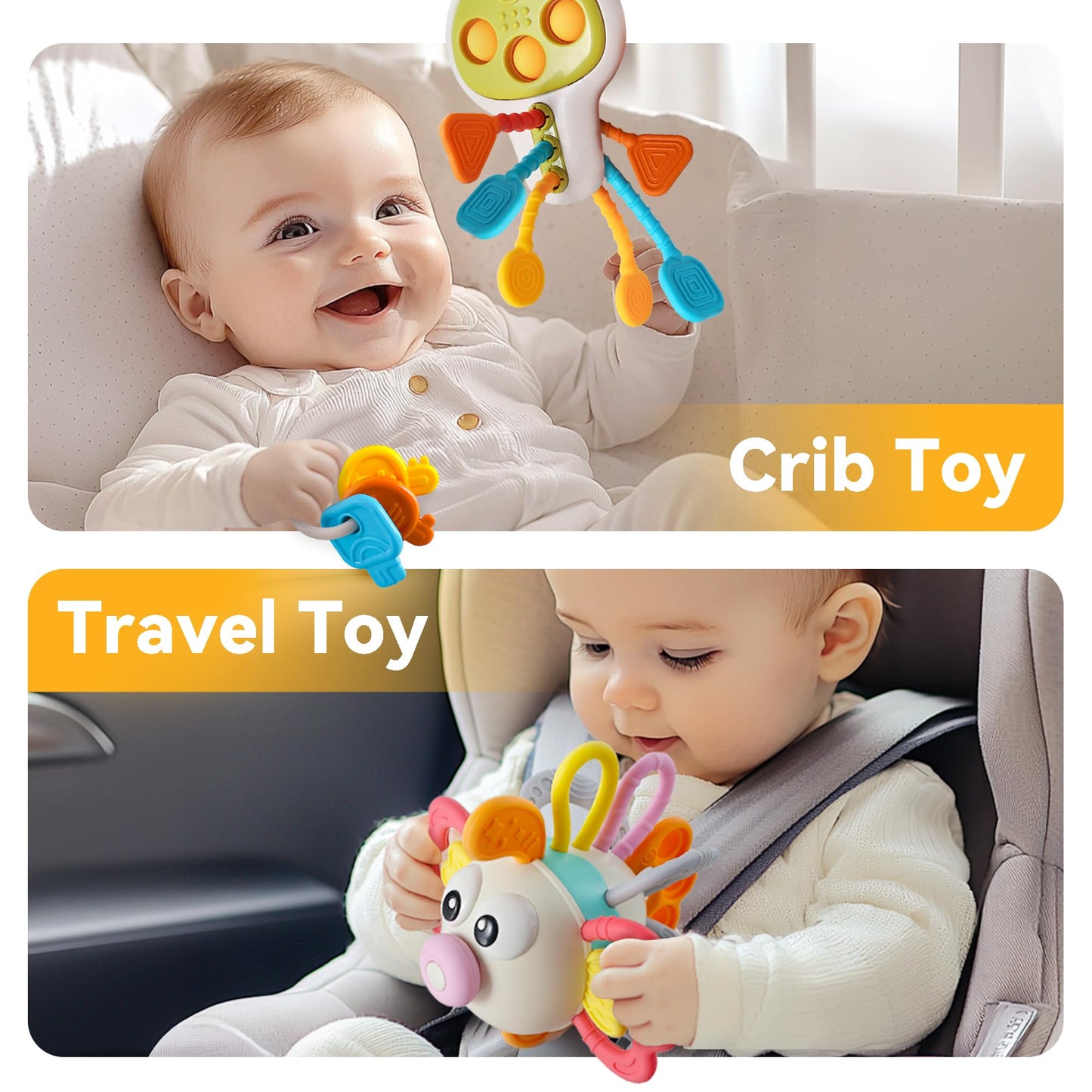 Iplay, Ilearn Baby Toy 6-12 Month, Infant Fish Teething Sensory Toy, Toddler Busy Key Activity Fidget Toys, Montessori Learning