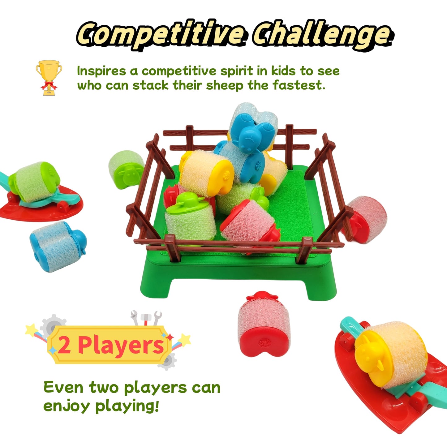 Ybgocot Jumping Sheep Board Game - Catapulting Sheep Game for 2-4 Players, Big Size, Plastic, Shooting Sheep, Model 206