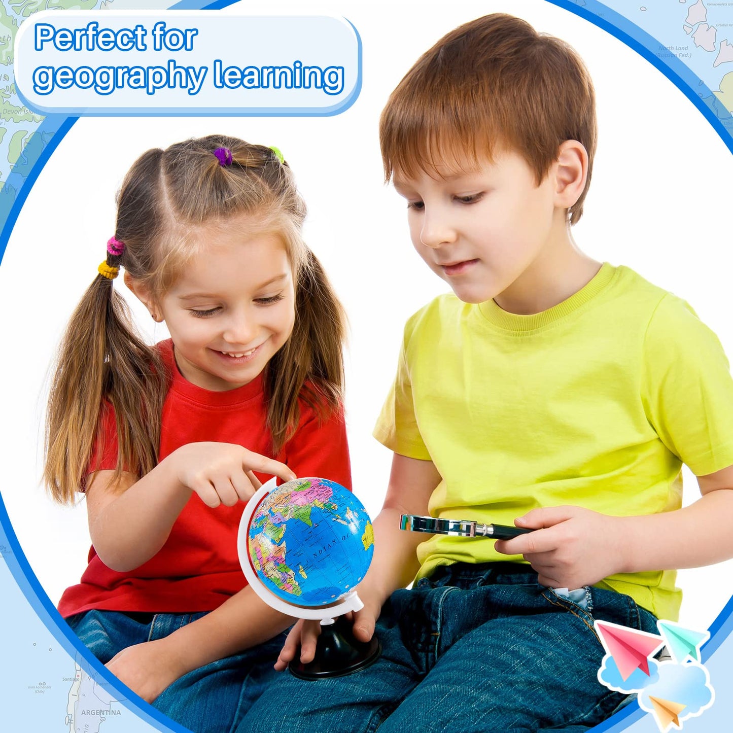 Henoyso 12 Pcs World Globe For Kids Learning 3.4 Inches Mini Rotating World Map Globes Educational Globes With Stand Kids Globe