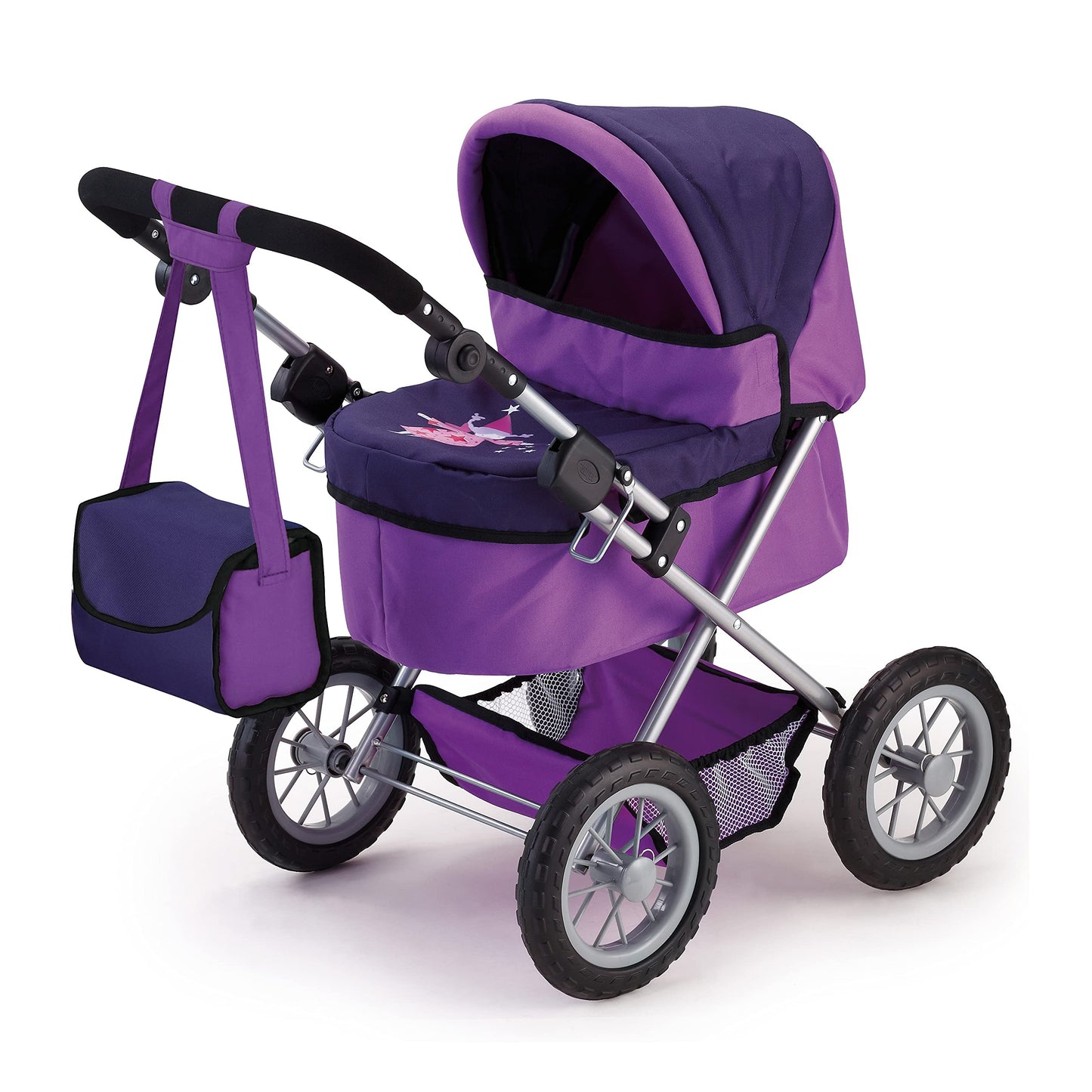 Bayer Designs: Doll Pram For Dolls Up To 18'', Stroller For Doll, Easily Foldable For Transporation, Adjustable Handle, Bag Incl