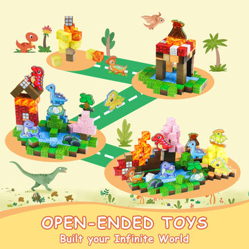 Magnetic Blocks - 110Pcs Dinosaur Toys Magnetic Cubes For Kids, Magnetic Building Blocks For Kids Ages 4-8 8-12, Magnet Blocks C