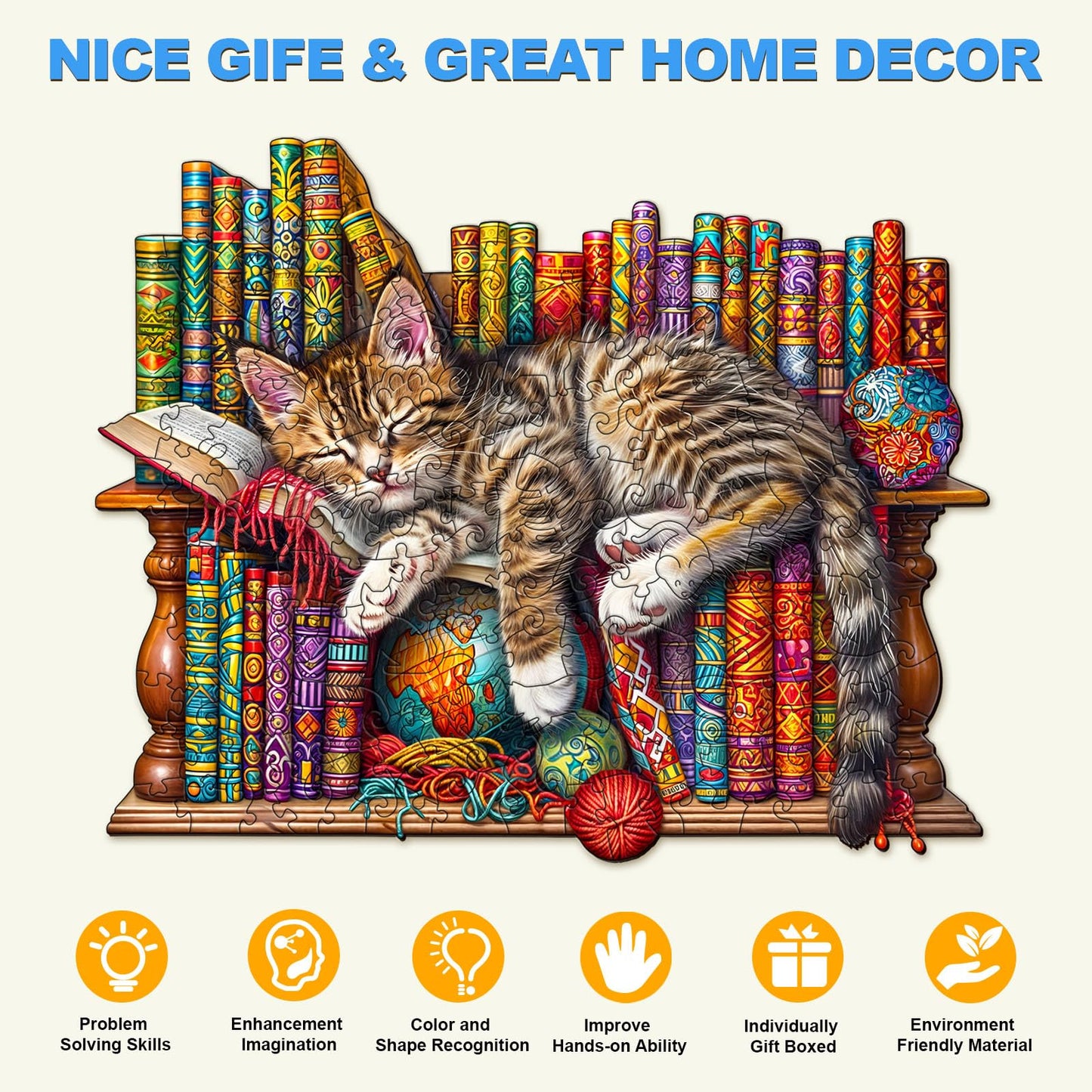 Wooden Puzzles For Adults, Cat Puzzles With Unique Animal Shapes, Wooden Jigsaw Puzzles With Wood Puzzle Box, Birthday Gifts For Women Men, Wood Adult Puzzles (L-13.4 * 10.8In 280Pcs)