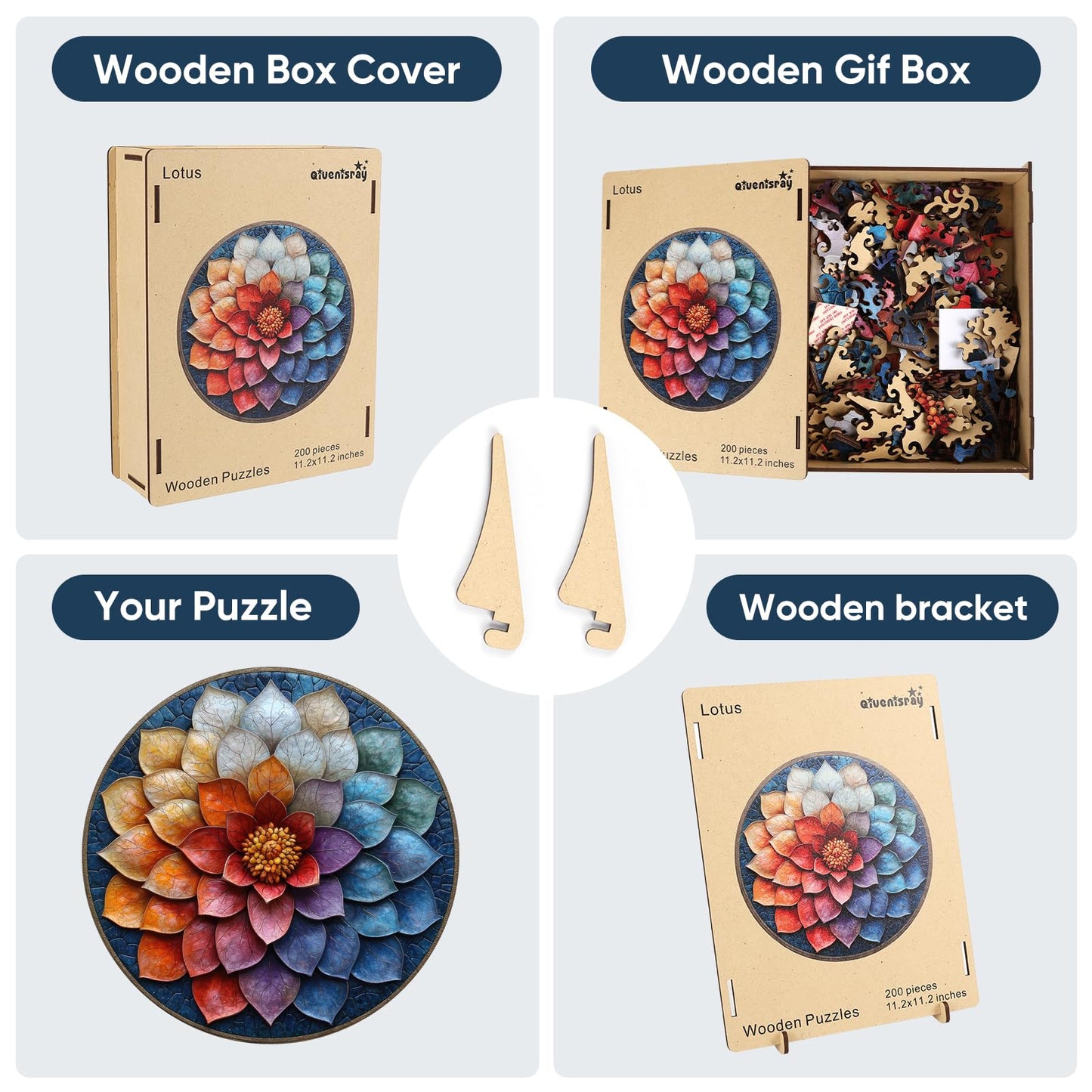 Puzzles For Adults, Mandala Flower Wooden Puzzles 200Pcs,11.2X11.2In, Medium, Unique Shaped Lotus Yoga Gifts Jigsaw Puzzles, Irr