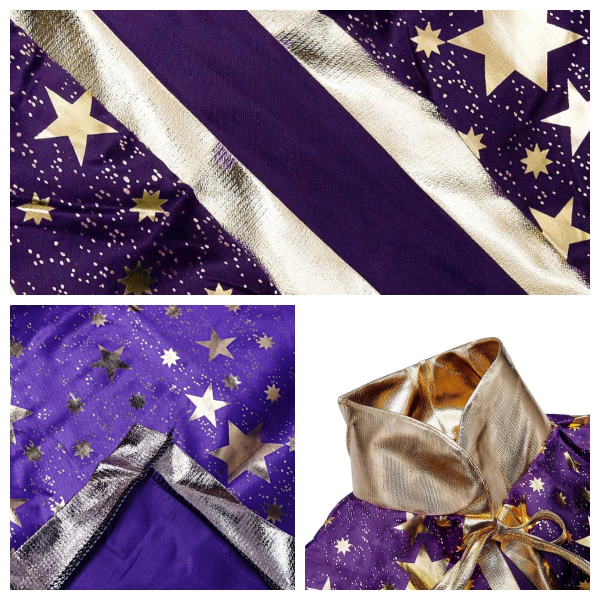 Newland Wizard Cape With Hat, Halloween Kids Costumes, Witch Cape For 3-12 Years Children, Halloween Props (Purple)