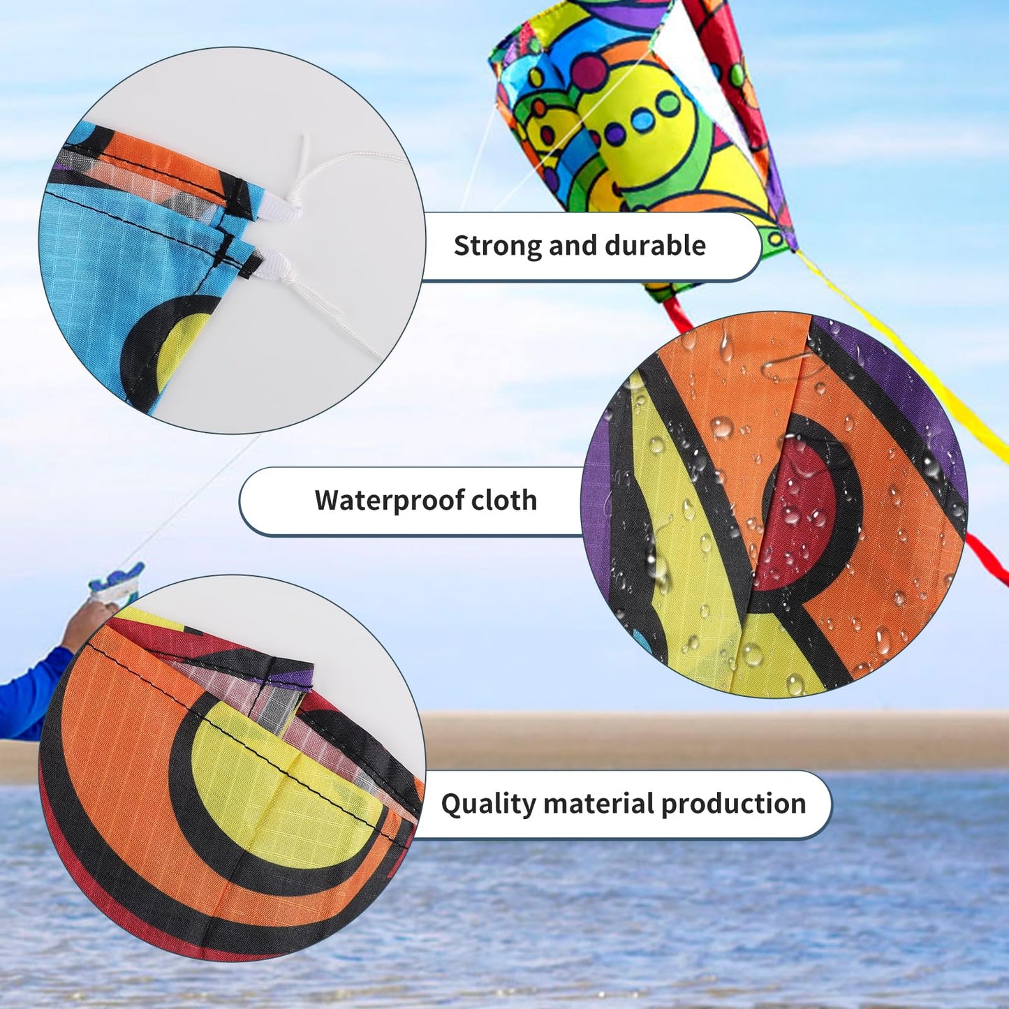 31Inch Colorful Rainbow Pocket Kite, Easy Flyer Kite With Long Tail And String Line, Not Need To Assemble, Beach Game And Outdoo