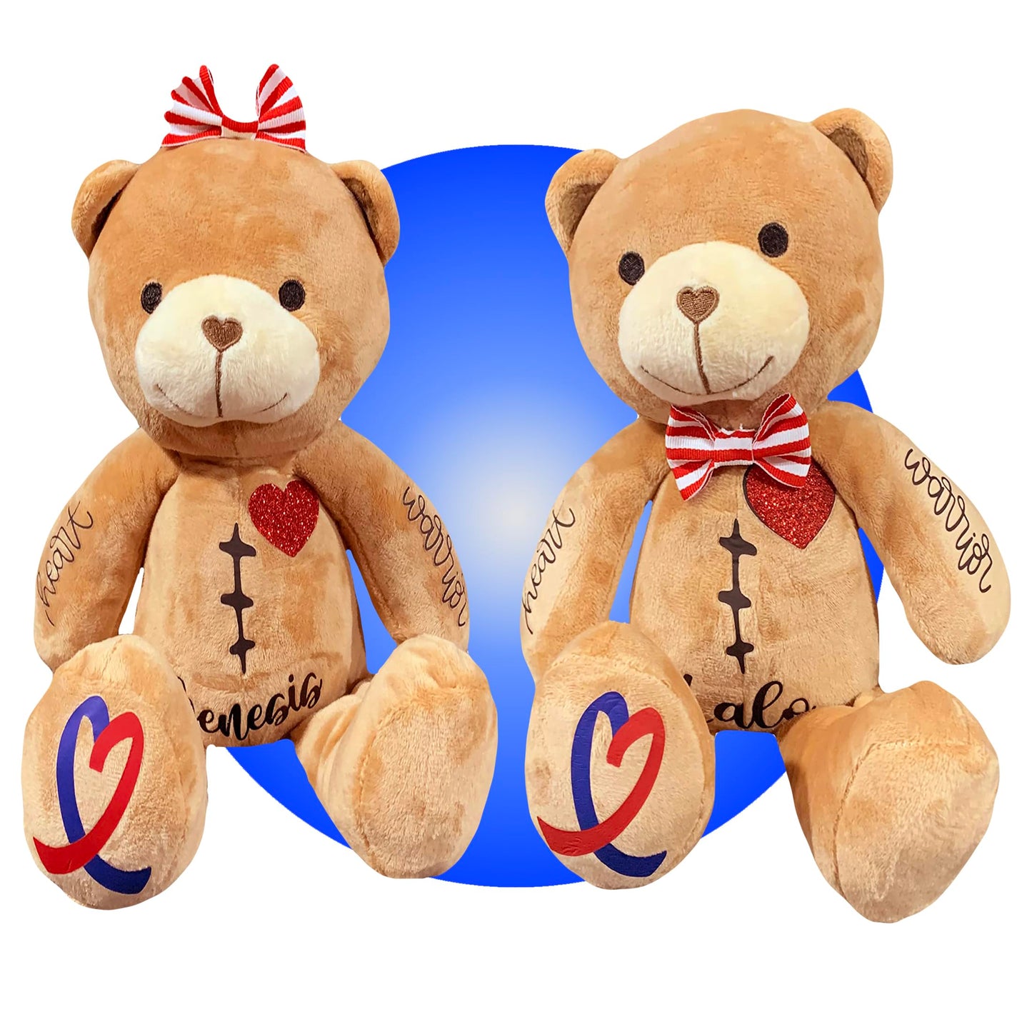 Personalized Heart Warrior Teddy Bears - Baby Heart Surgery Gift - Open Heart Surgery Bears - Custom Scar Buddy - Chd Awareness