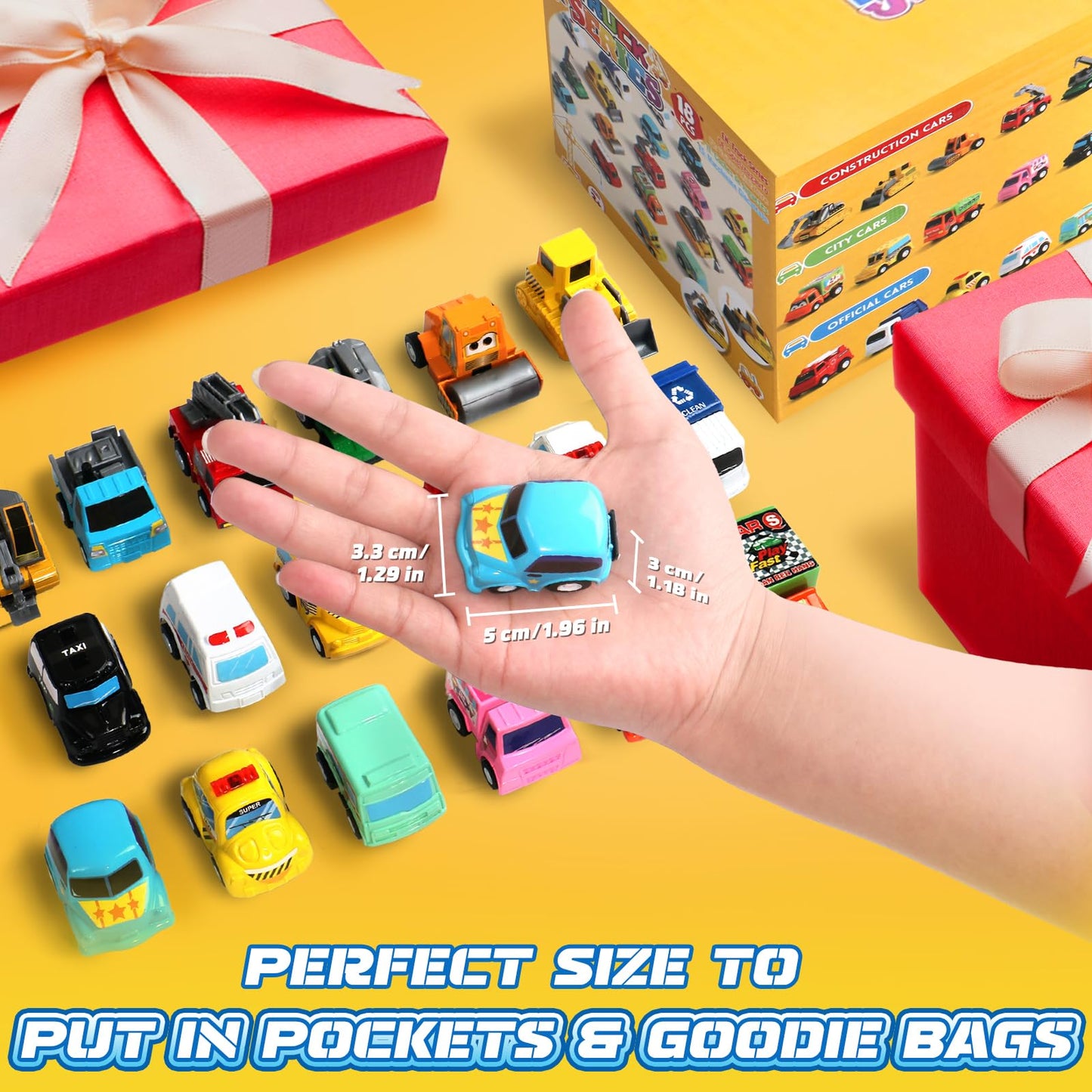 Fajiabao 18 Pcs Toddler Toys Cars for 1-3-5 Mini Pull Back Cars Small Toy Trucks Toddler Party Favors Pinata Filler Goodie Bags